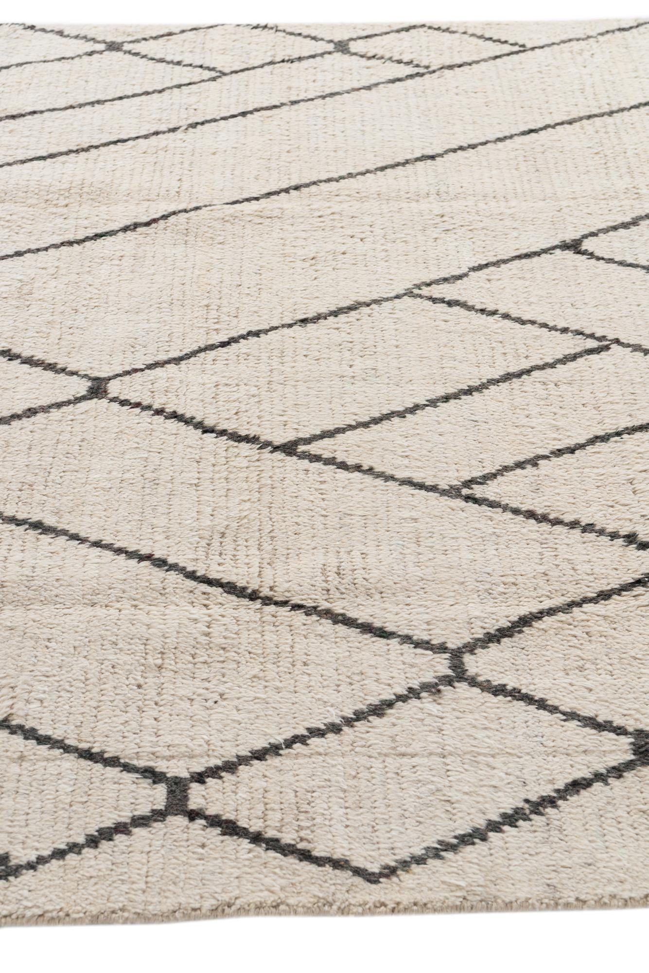 6' x 9' 6 Hand Knotted Moroccan Wool Rug