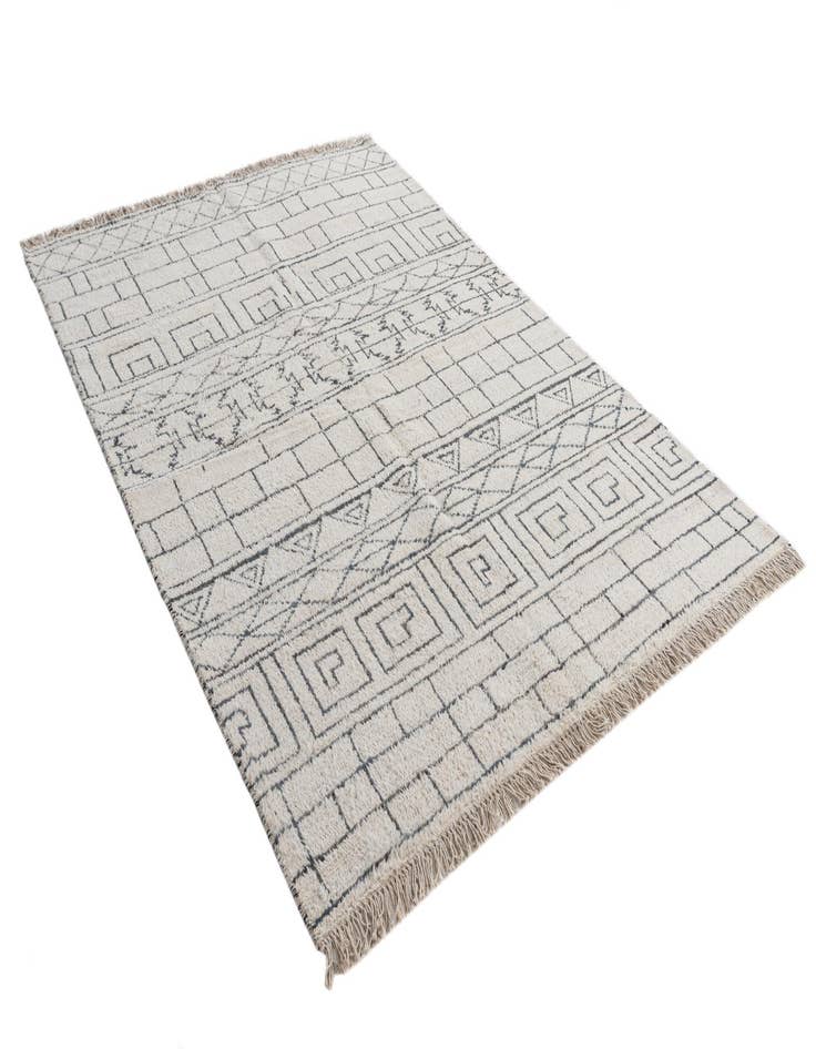 Detail image of 5' 2 x 7' 8 Hand Knotted Moroccan Wool Rug