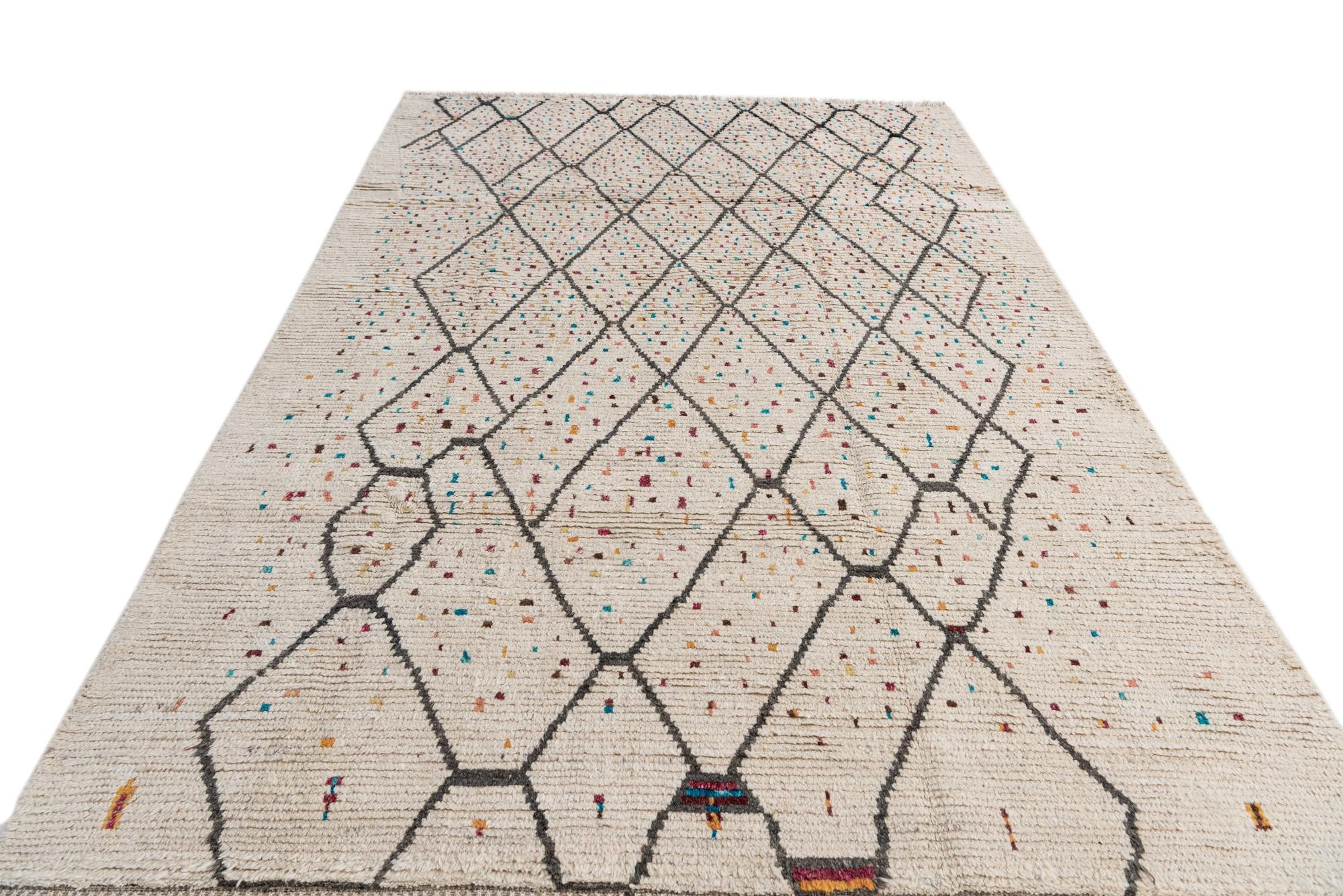 6' x 10' 3 Hand Knotted Moroccan Wool Rug