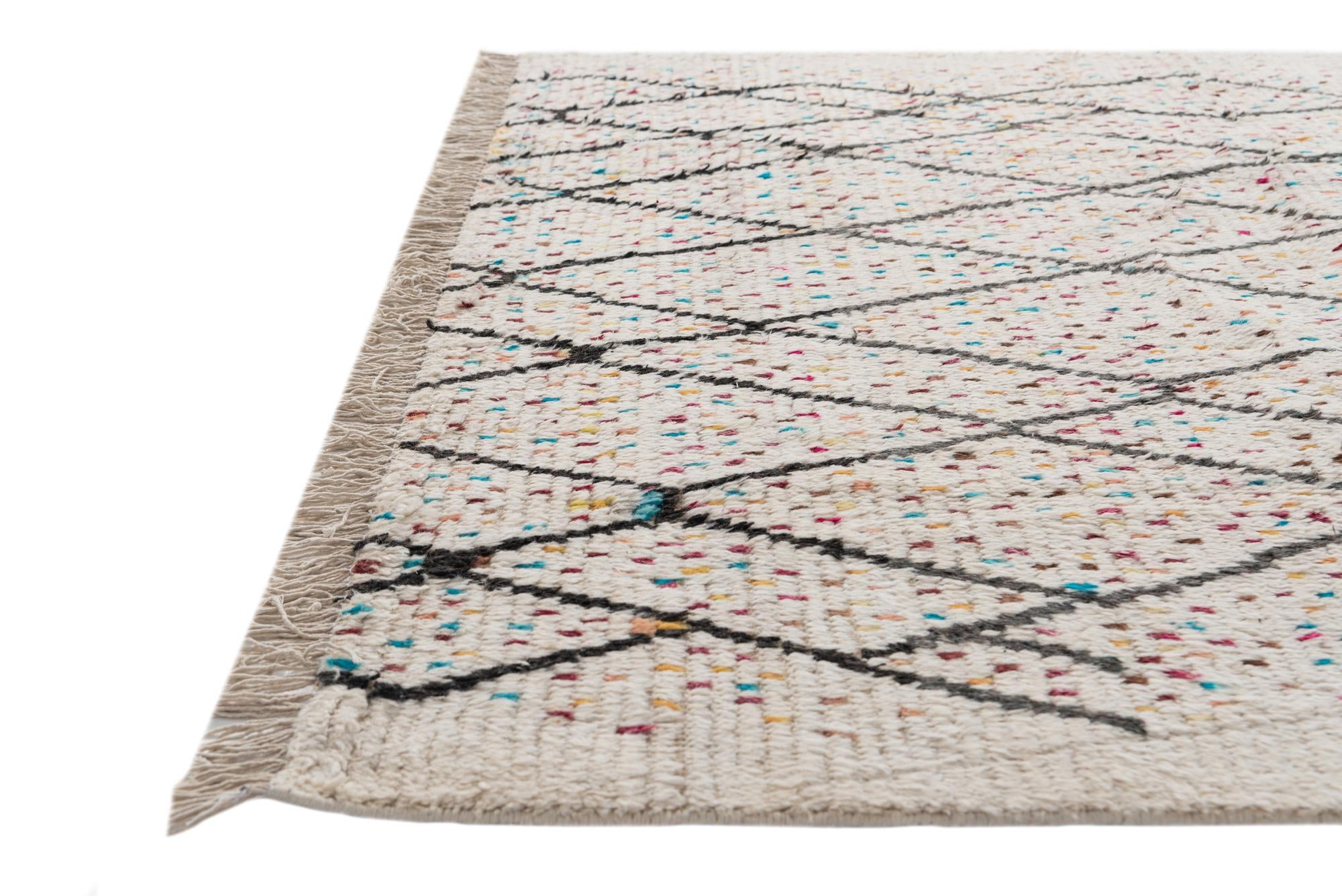 6' x 10' 3 Hand Knotted Moroccan Wool Rug