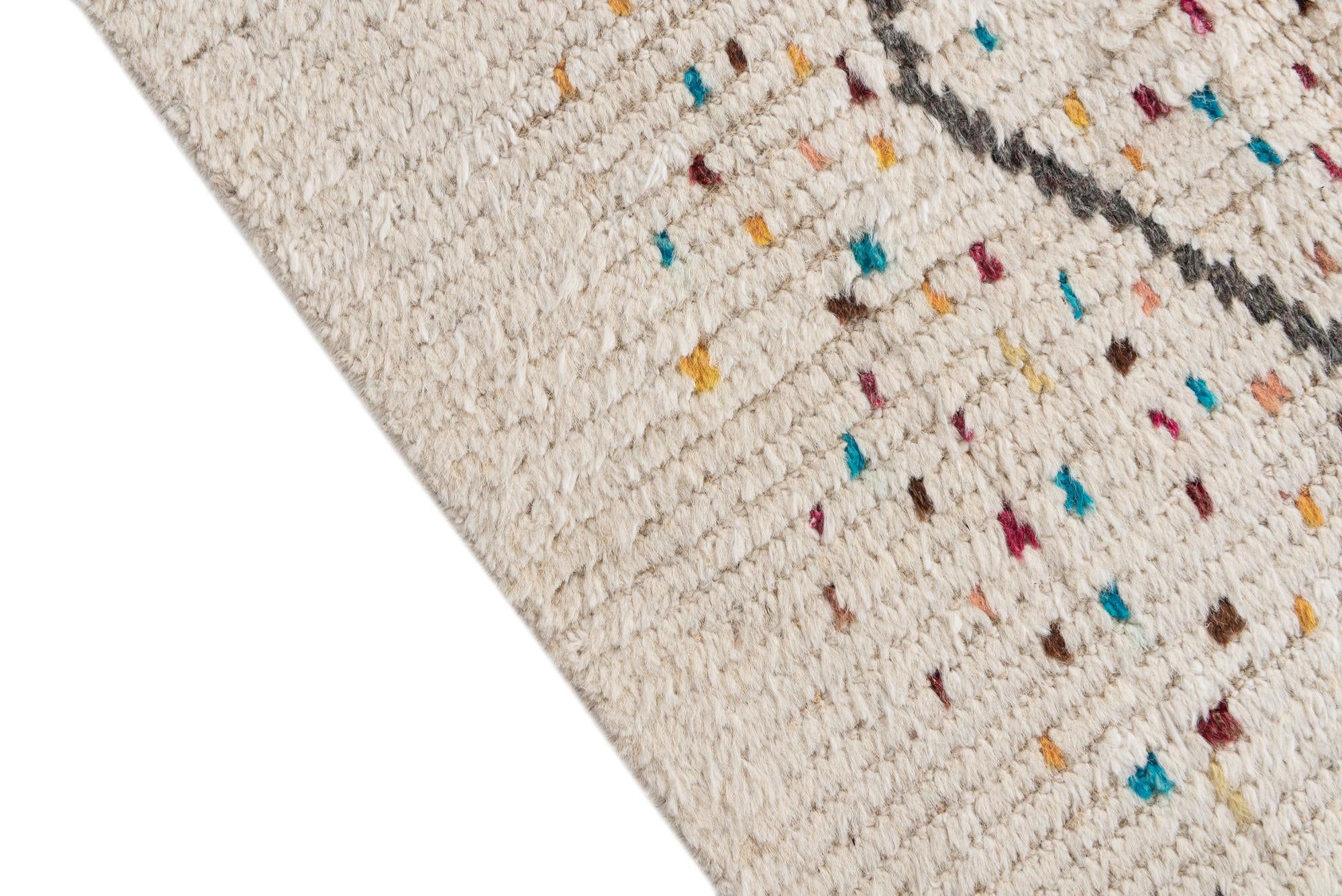 6' x 10' 3 Hand Knotted Moroccan Wool Rug