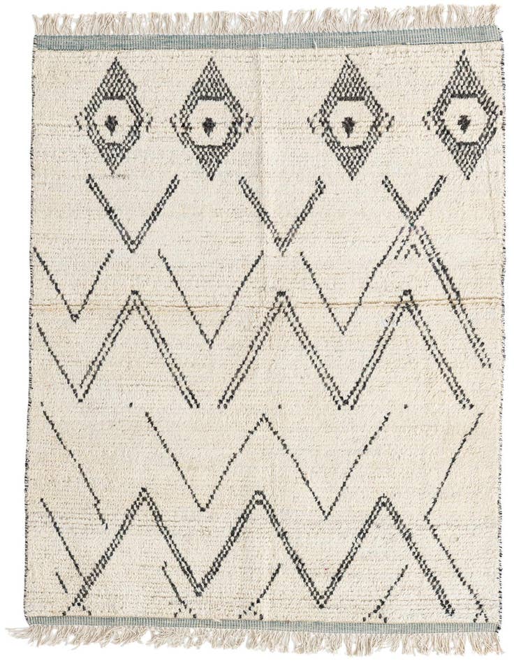 Detail image of 4' 1 x 6' 8 Hand Knotted Moroccan Wool Rug