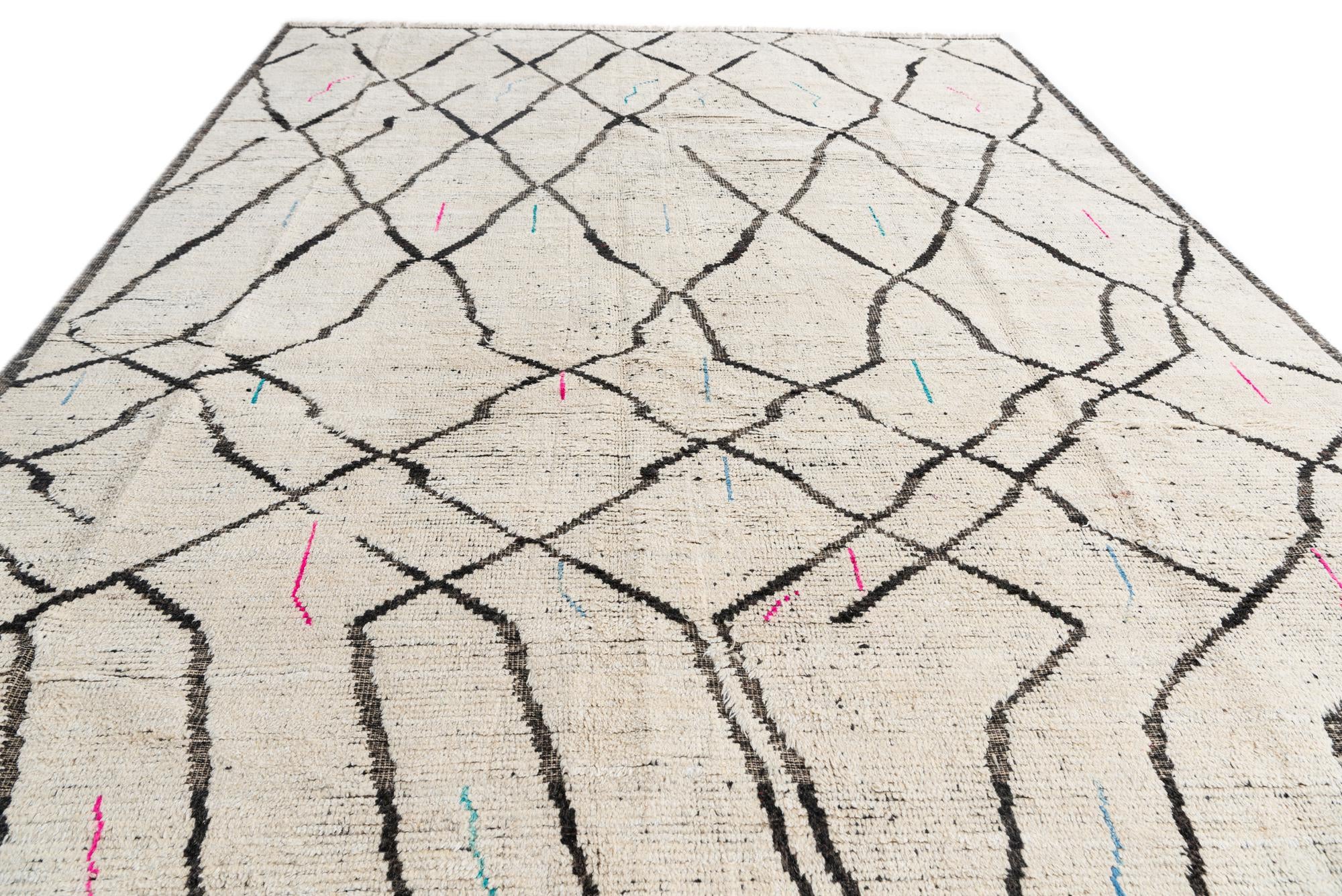 9' 1 x 12' 9 Hand Knotted Moroccan Wool Rug