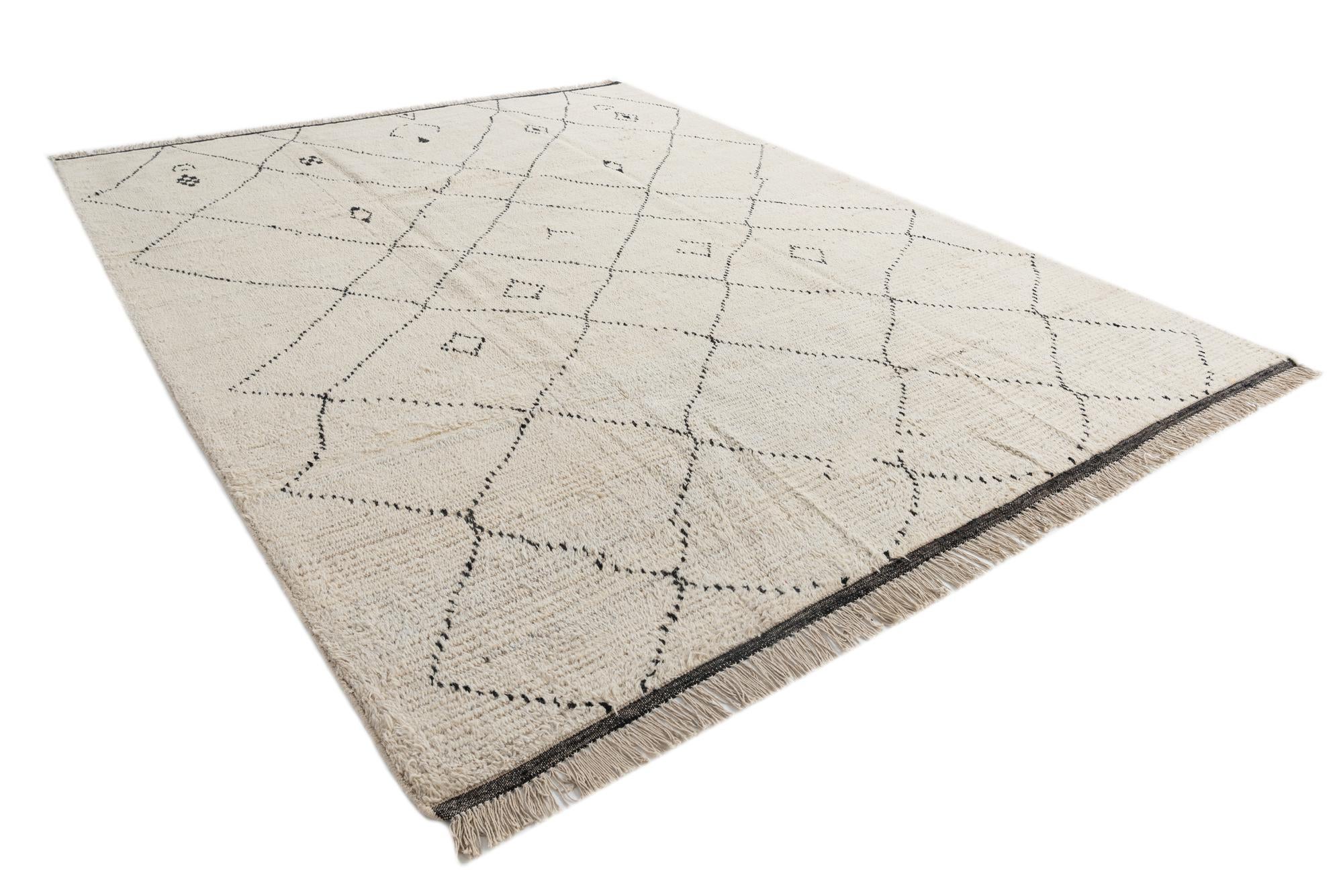 8' 1 x 10' 6 Hand Knotted Moroccan Wool Rug