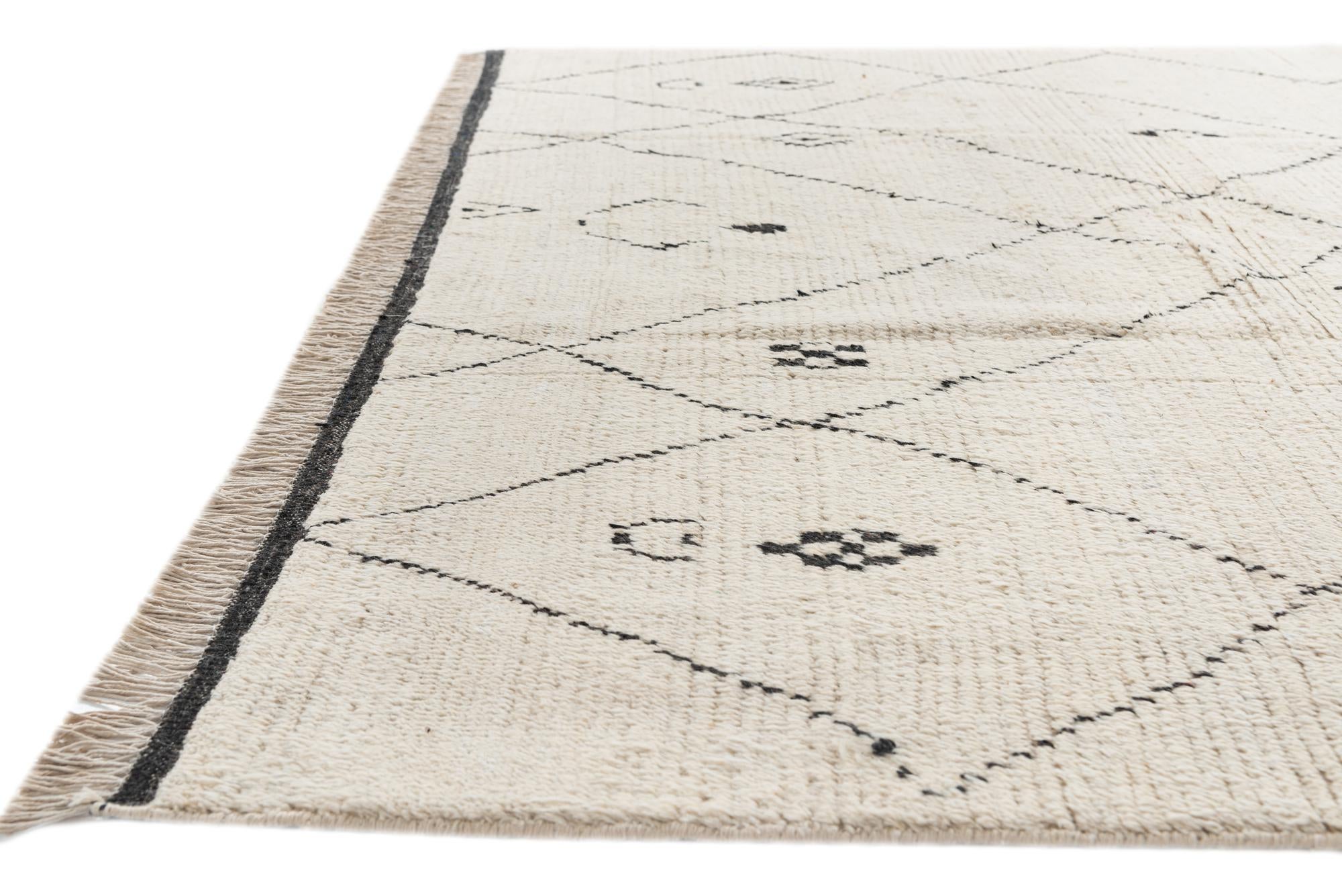 8' 1 x 10' 6 Hand Knotted Moroccan Wool Rug