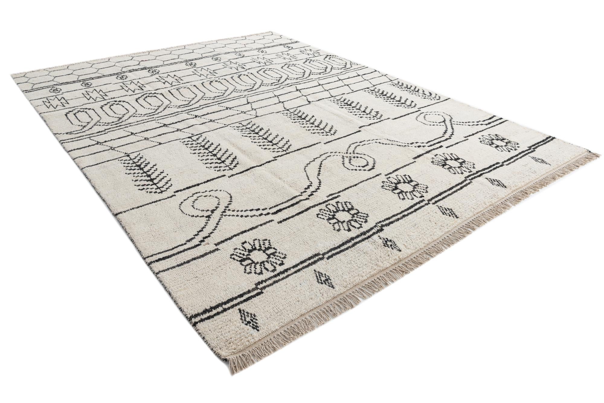 8' x 10' 6 Hand Knotted Moroccan Wool Rug