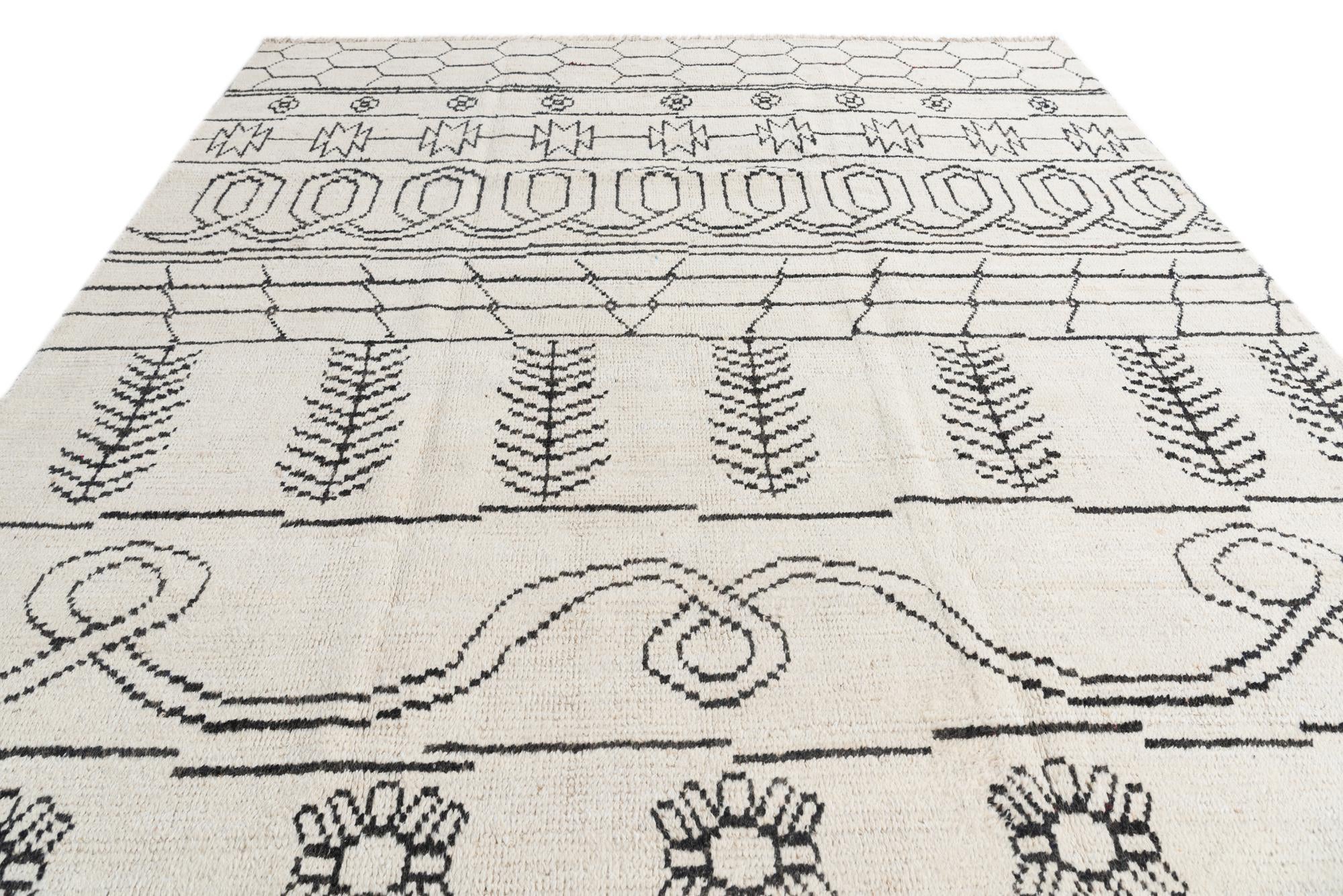 8' x 10' 6 Hand Knotted Moroccan Wool Rug