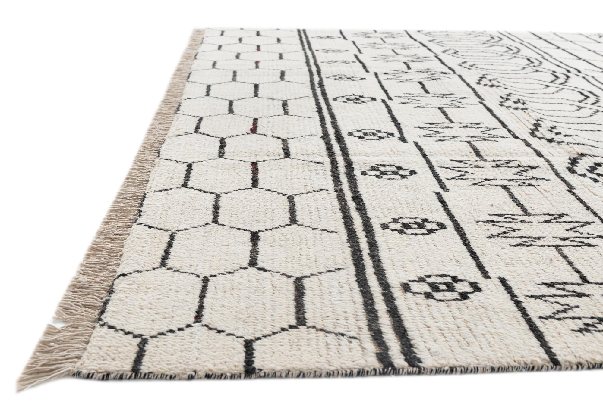 8' x 10' 6 Hand Knotted Moroccan Wool Rug