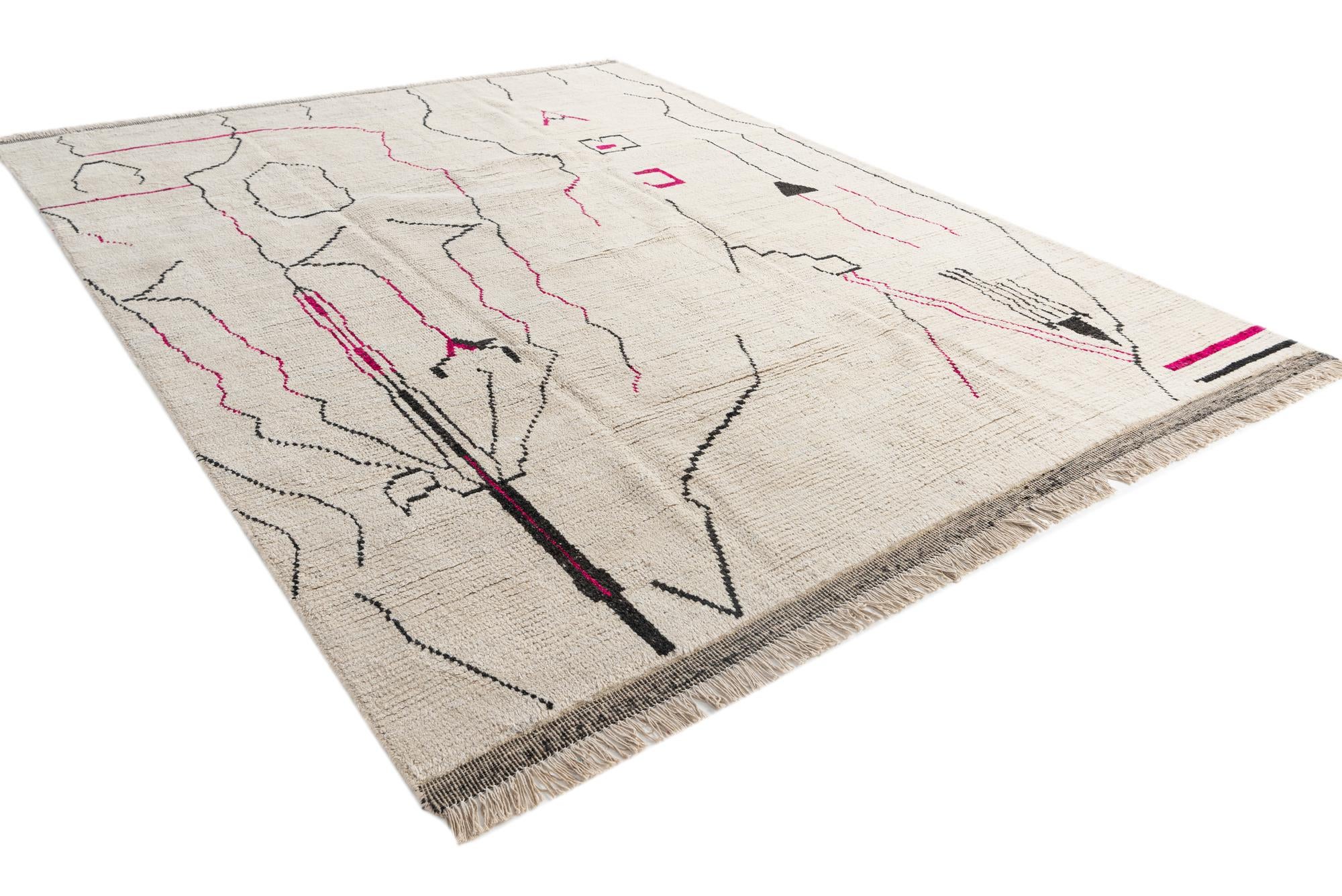 8' 2 x 10' 9 Hand Knotted Moroccan Wool Rug