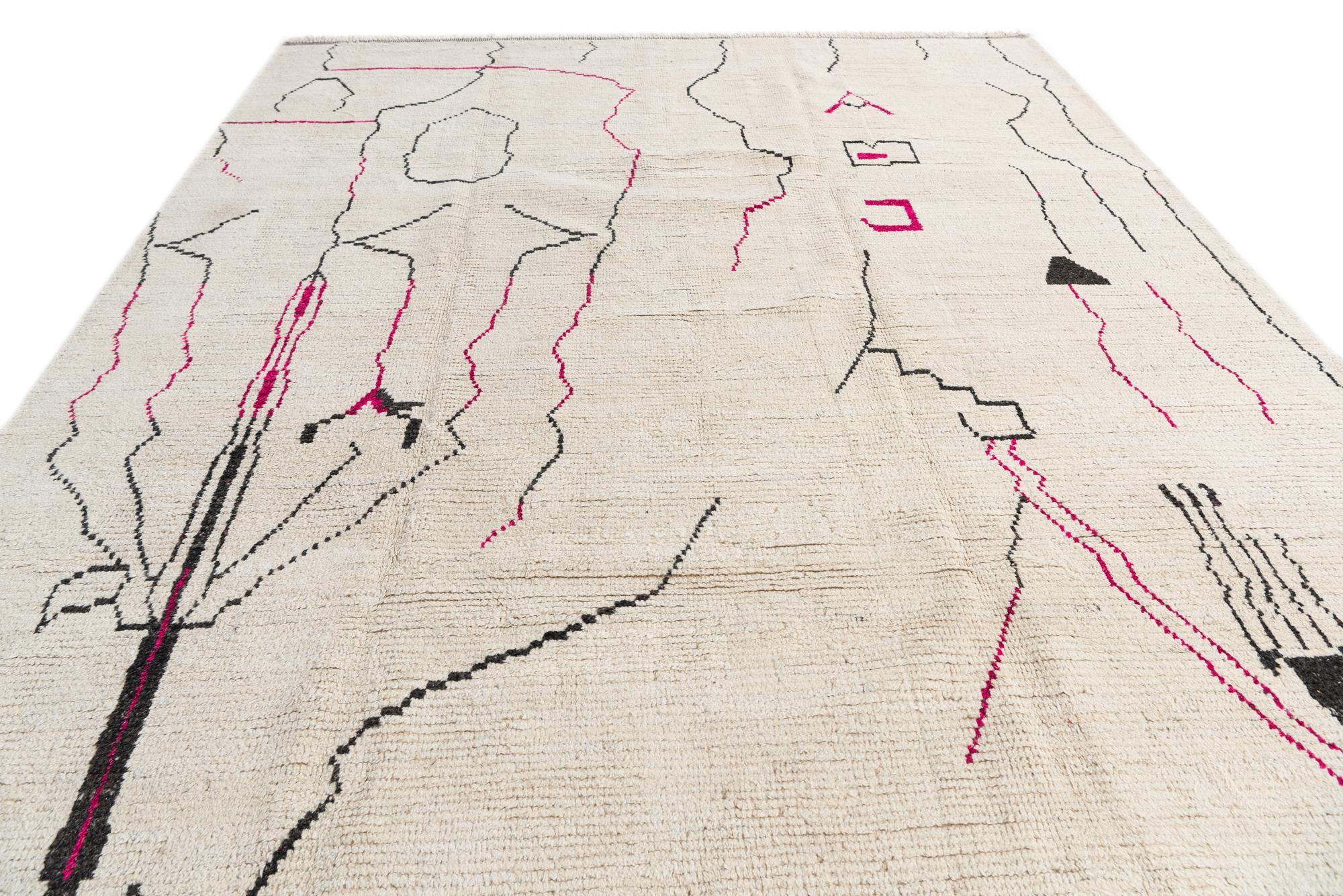 8' 2 x 10' 9 Hand Knotted Moroccan Wool Rug