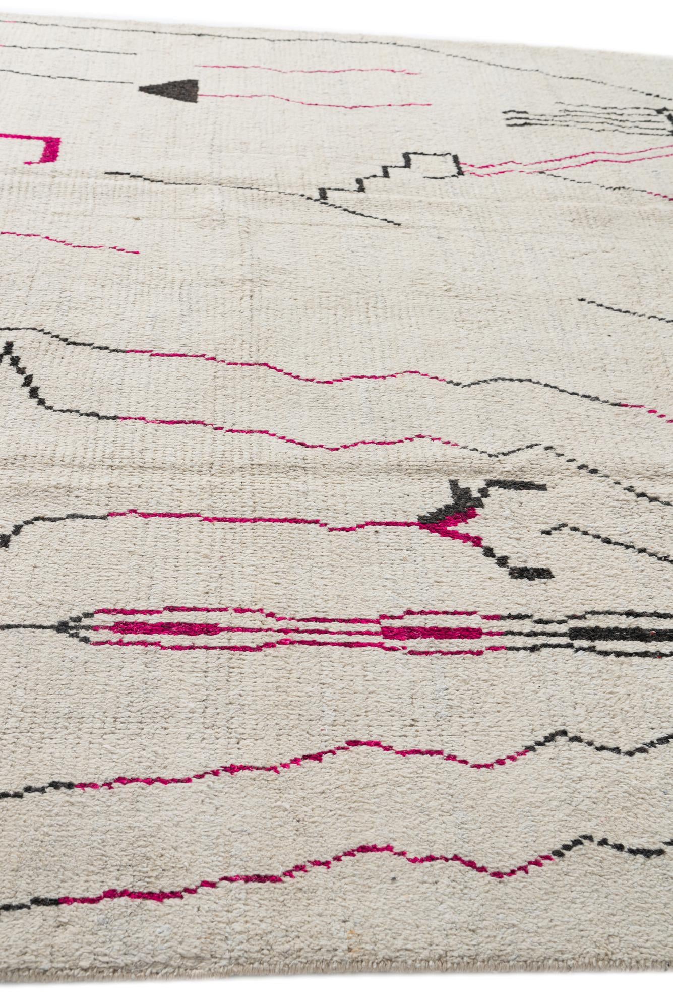 8' 2 x 10' 9 Hand Knotted Moroccan Wool Rug