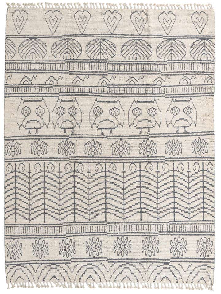 8' x 10' 5 Hand Knotted Moroccan Wool Rug