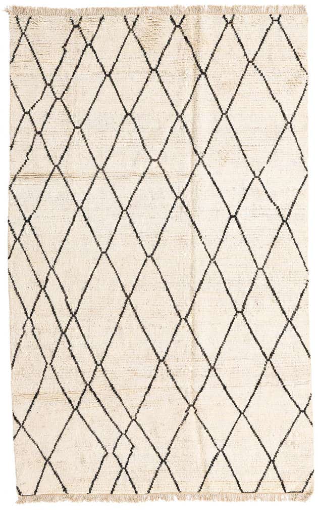 6' x 9' 7 Hand Knotted Moroccan Wool Rug