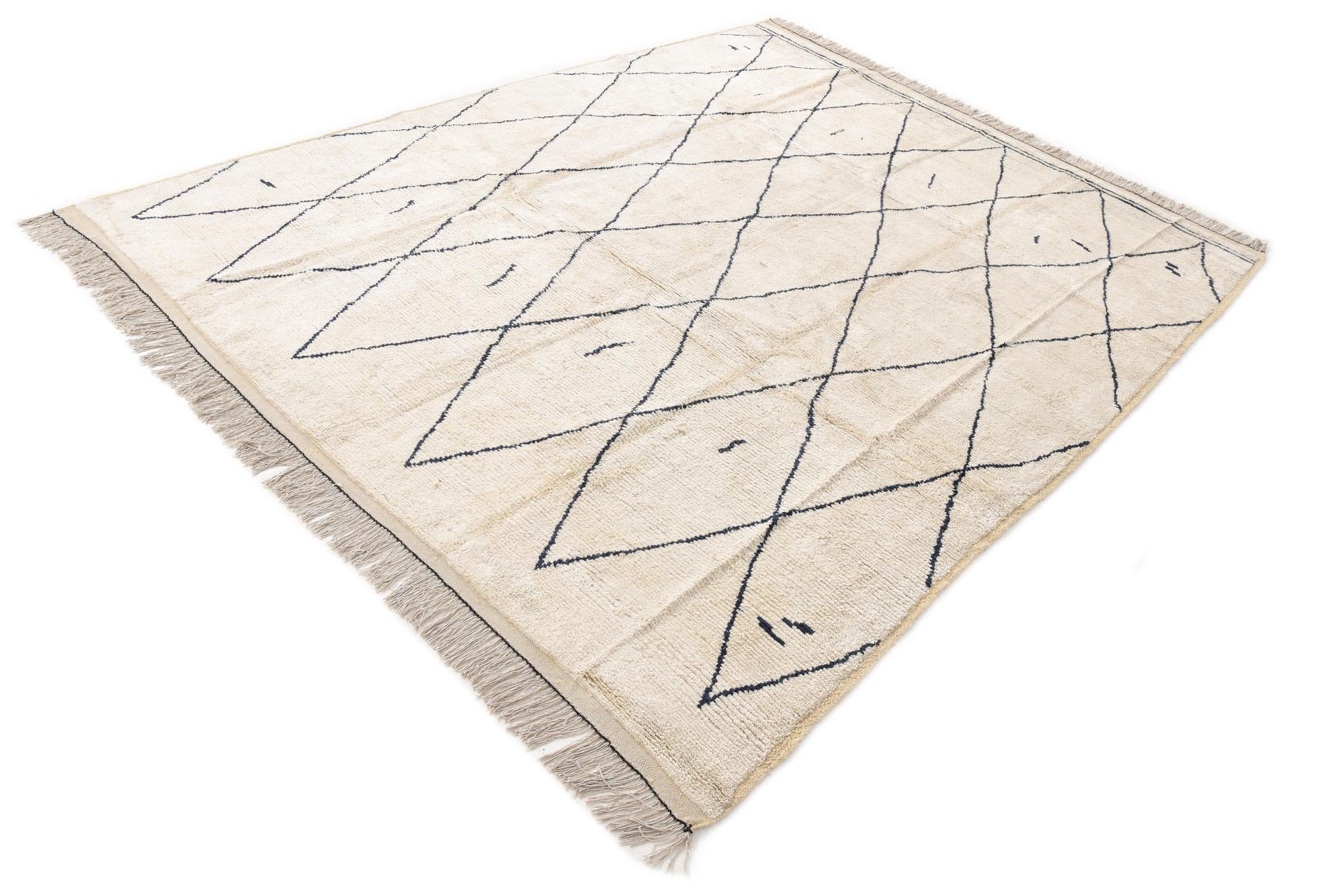 9' 4 x 12' Hand Knotted Moroccan Wool Rug