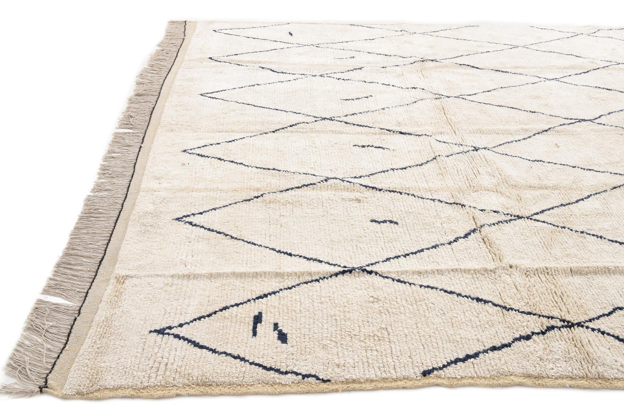 9' 4 x 12' Hand Knotted Moroccan Wool Rug
