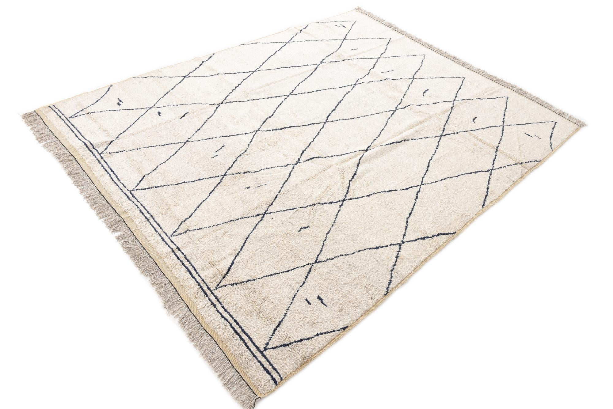 9' 4 x 12' Hand Knotted Moroccan Wool Rug