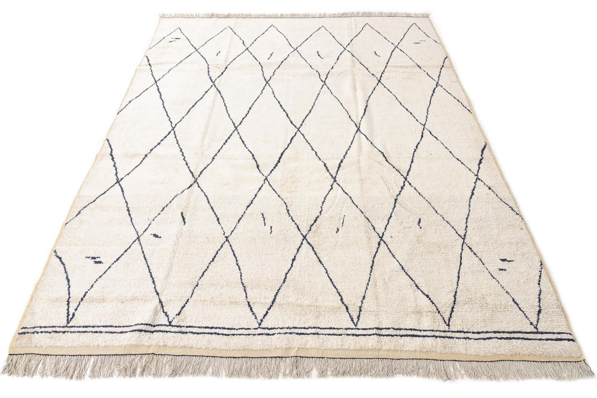 9' 4 x 12' Hand Knotted Moroccan Wool Rug