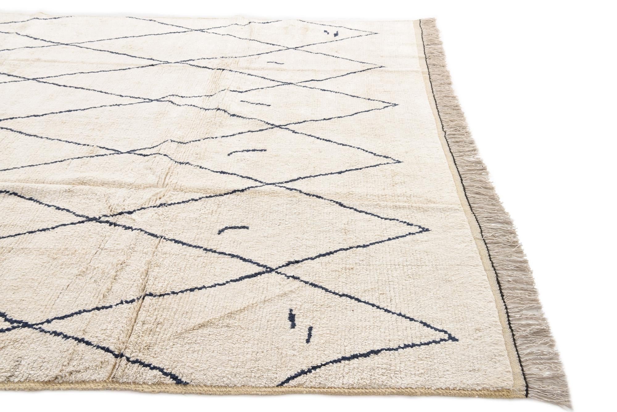 9' 4 x 12' Hand Knotted Moroccan Wool Rug