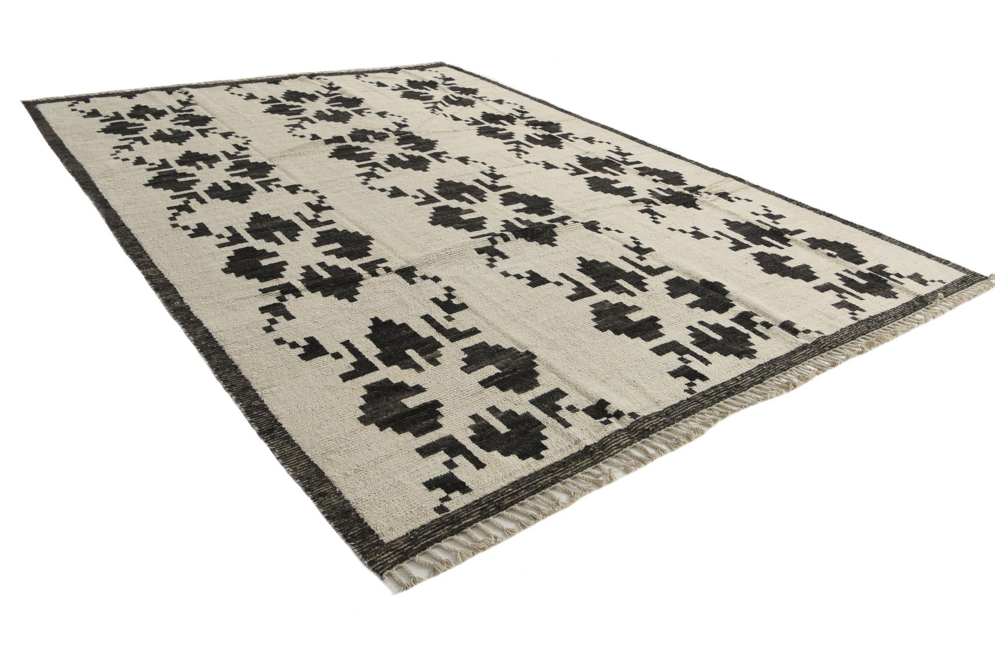 9' 2 x 12' 8 Hand Knotted Moroccan Wool Rug