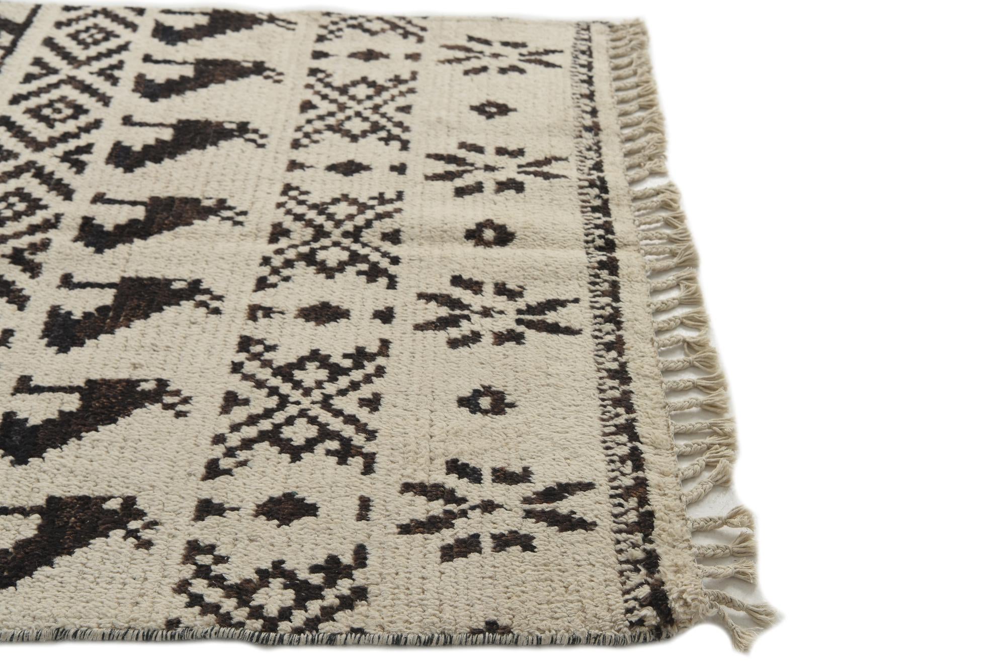4' 4 x 6' 7 Hand Knotted Moroccan Wool Rug