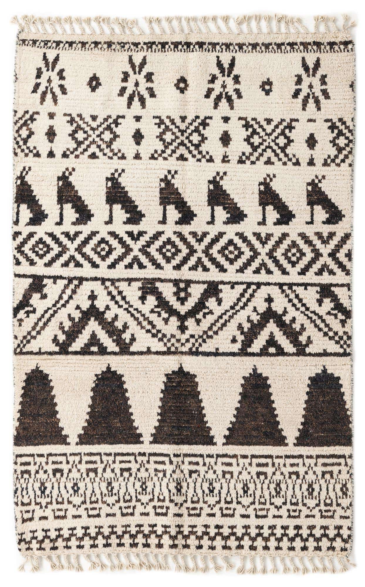 4' 4 x 6' 7 Hand Knotted Moroccan Wool Rug