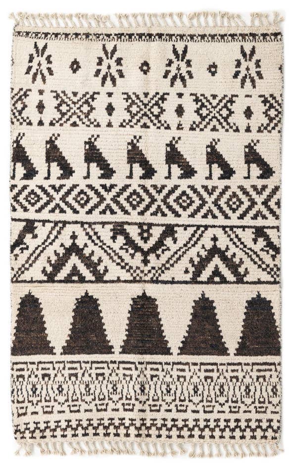 Detail image of 4' 4 x 6' 7 Hand Knotted Moroccan Wool Rug