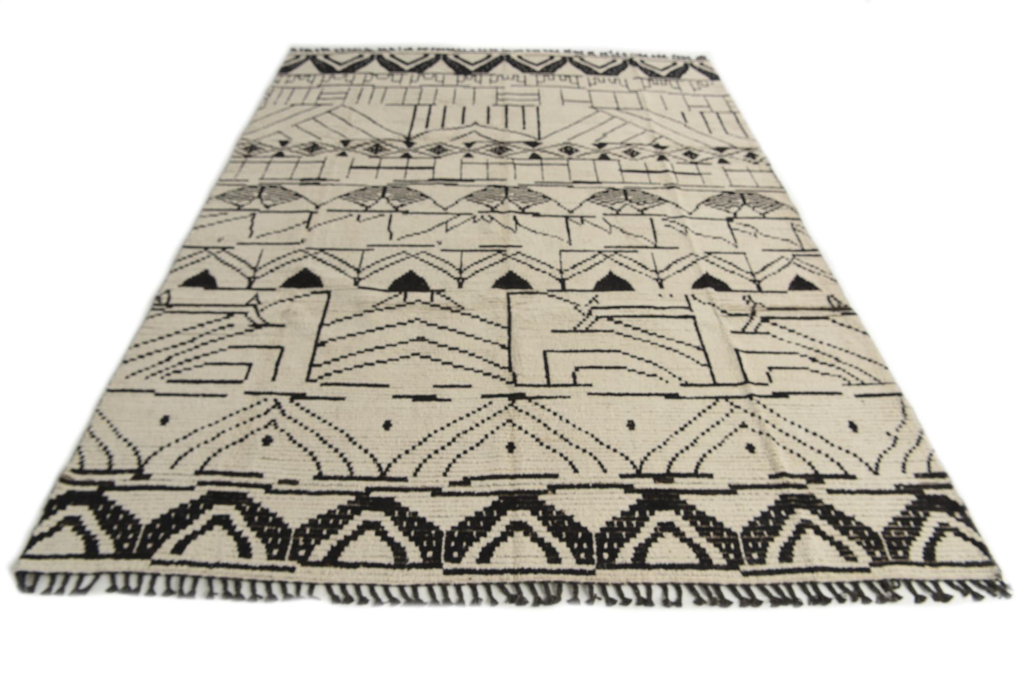9' x 12' 1 Hand Knotted Moroccan Wool Rug