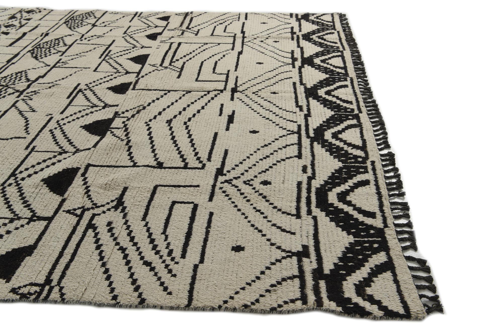 9' x 12' 1 Hand Knotted Moroccan Wool Rug