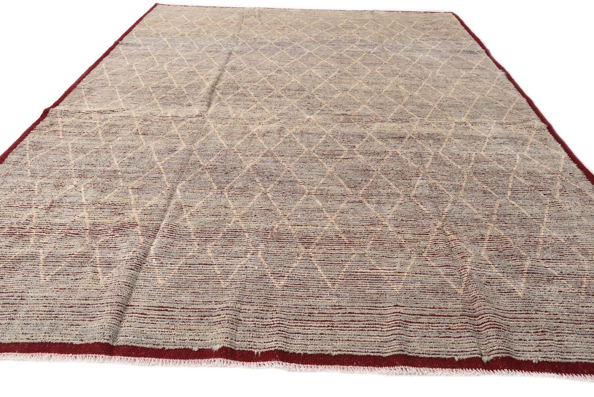 9' 3 x 13' Hand Knotted Moroccan Wool Rug