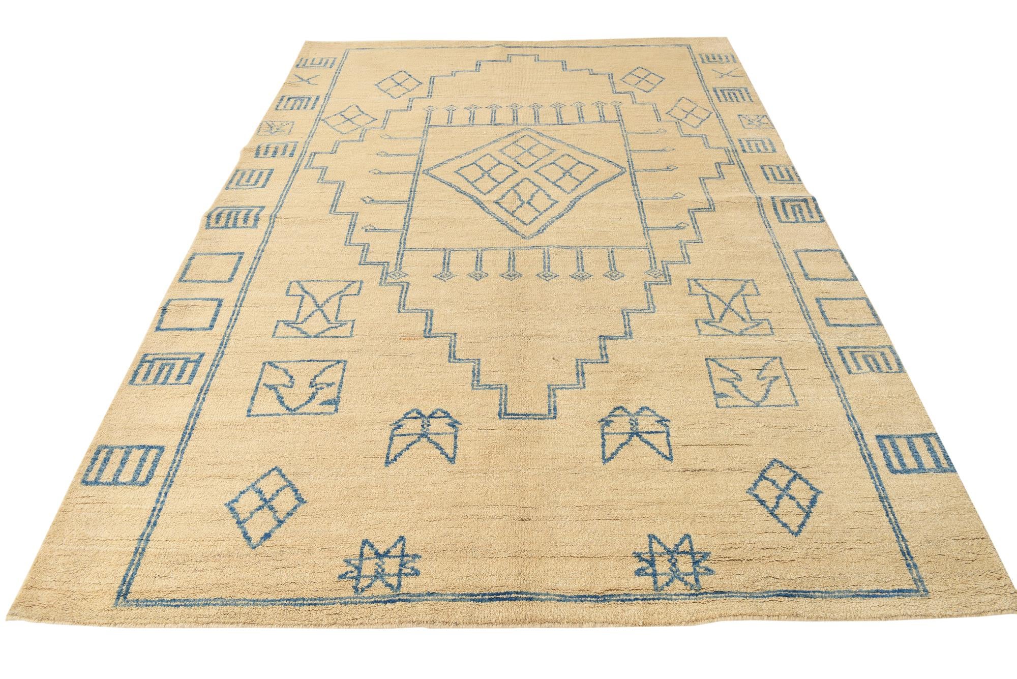 6' 9 x 9' 7 Hand Knotted Moroccan Wool Rug