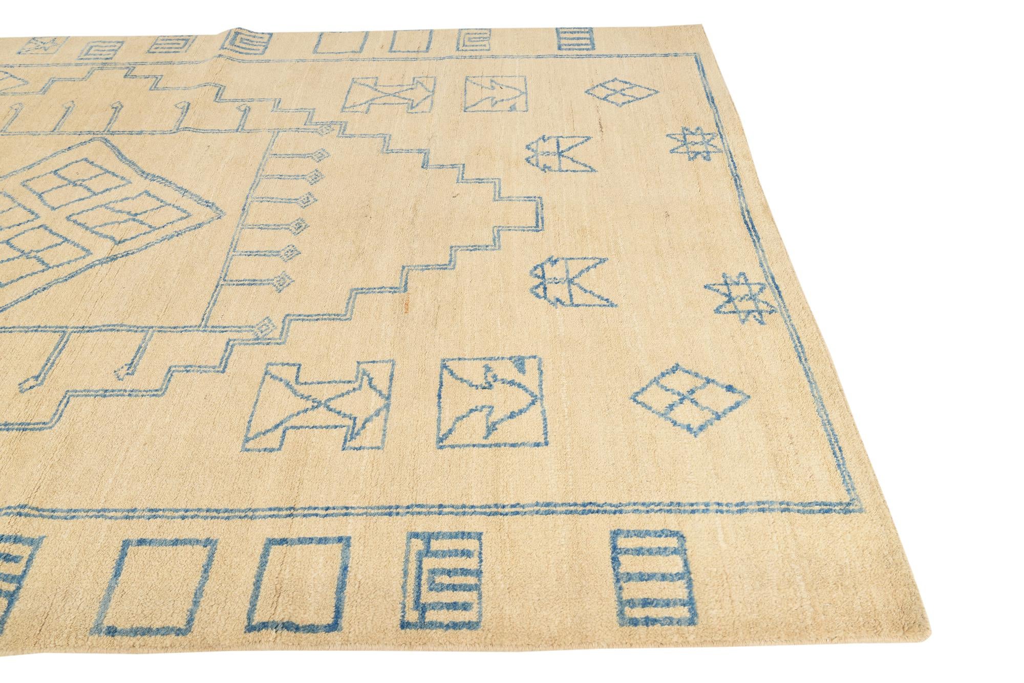 6' 9 x 9' 7 Hand Knotted Moroccan Wool Rug