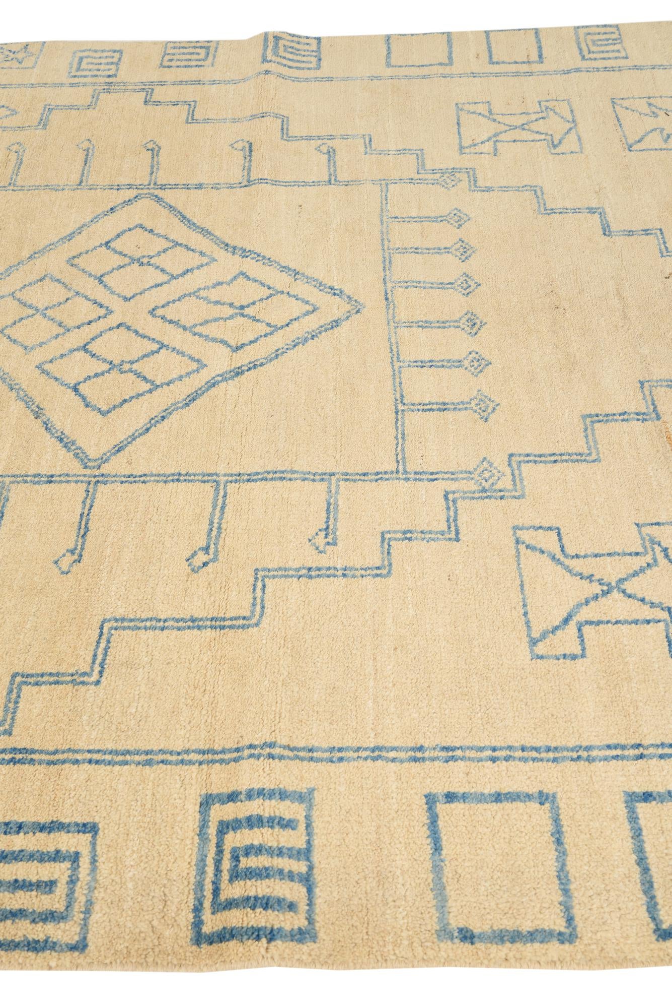 6' 9 x 9' 7 Hand Knotted Moroccan Wool Rug