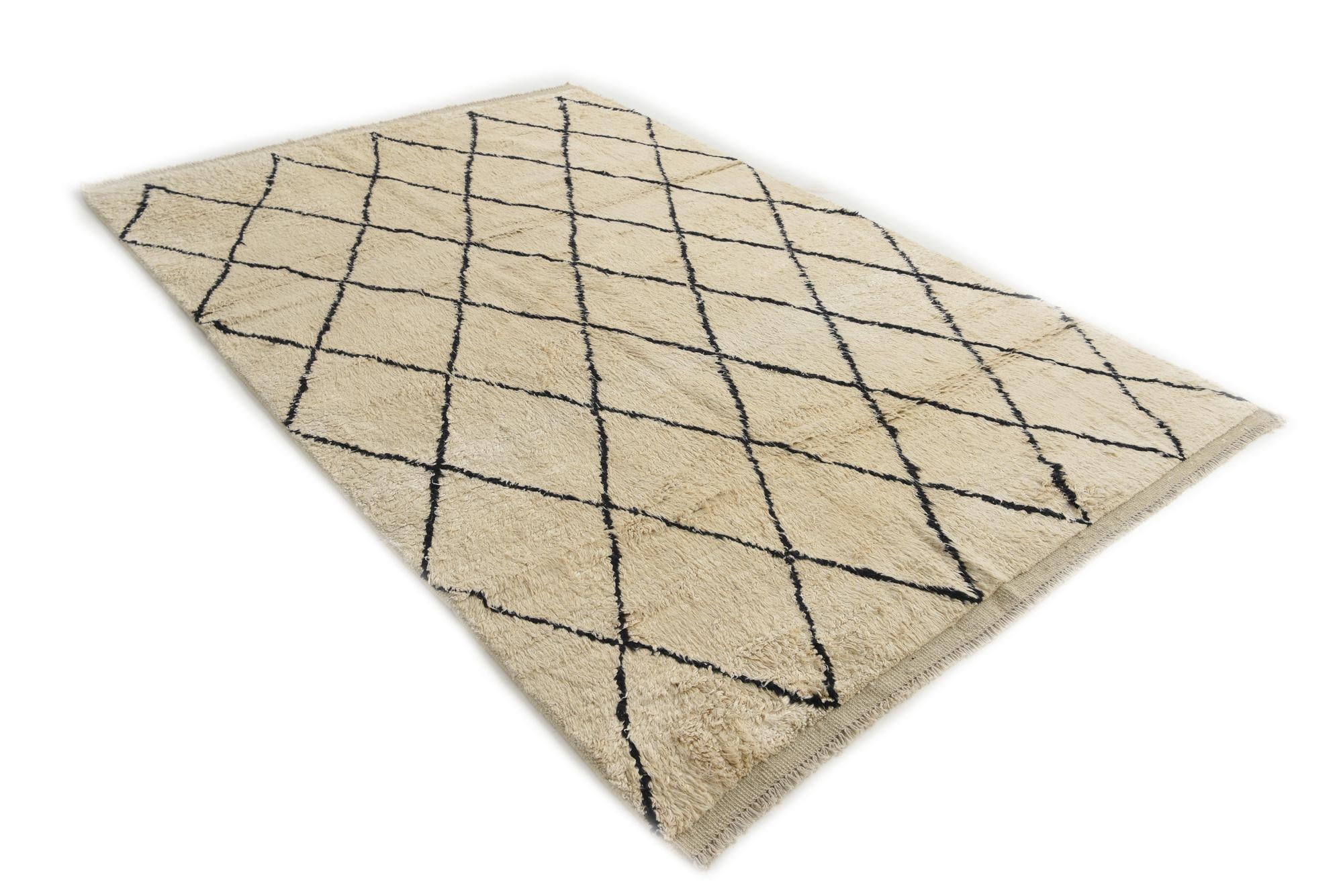 6' 1 x 9' 4 Hand Knotted Moroccan Wool Rug