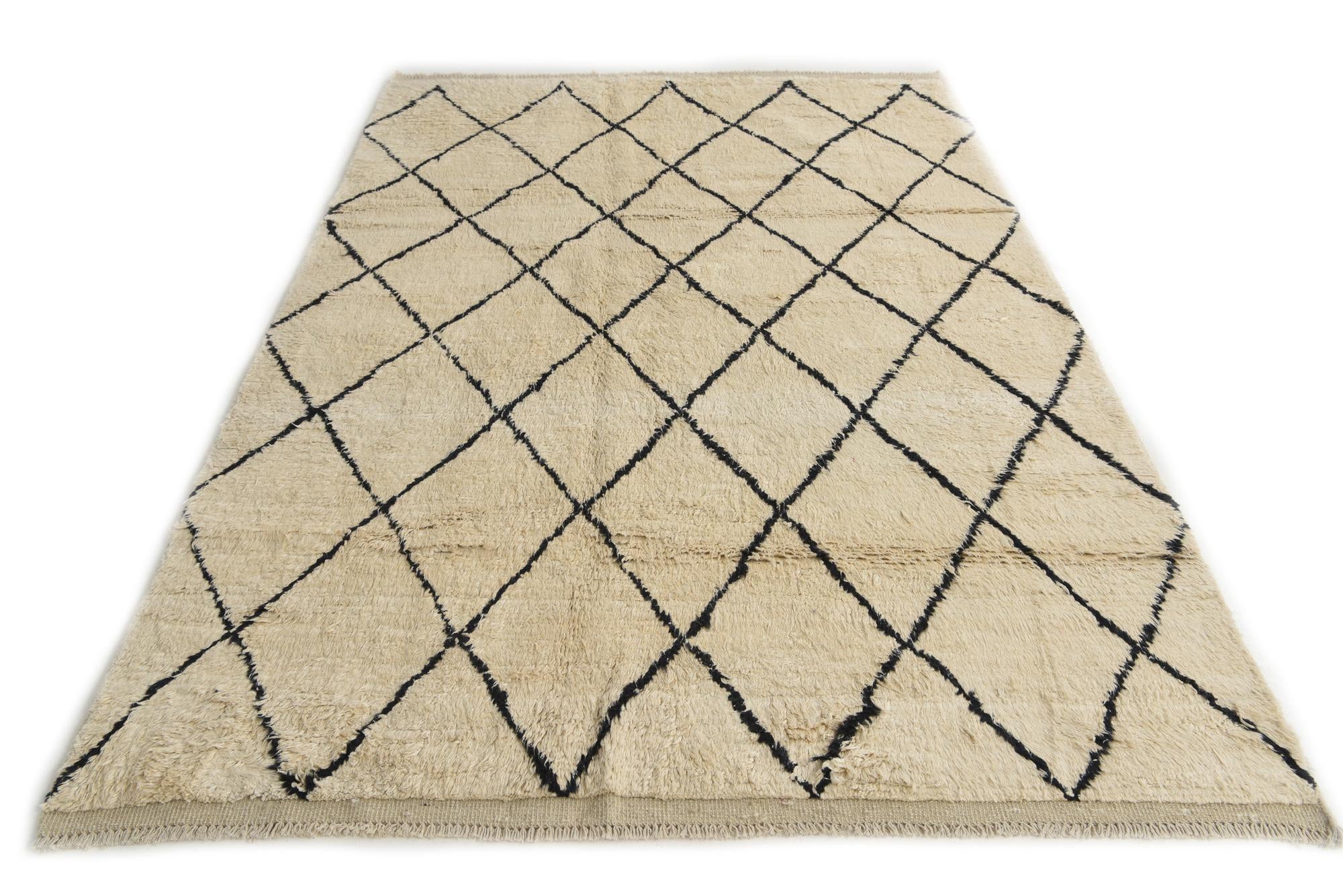 6' 1 x 9' 4 Hand Knotted Moroccan Wool Rug