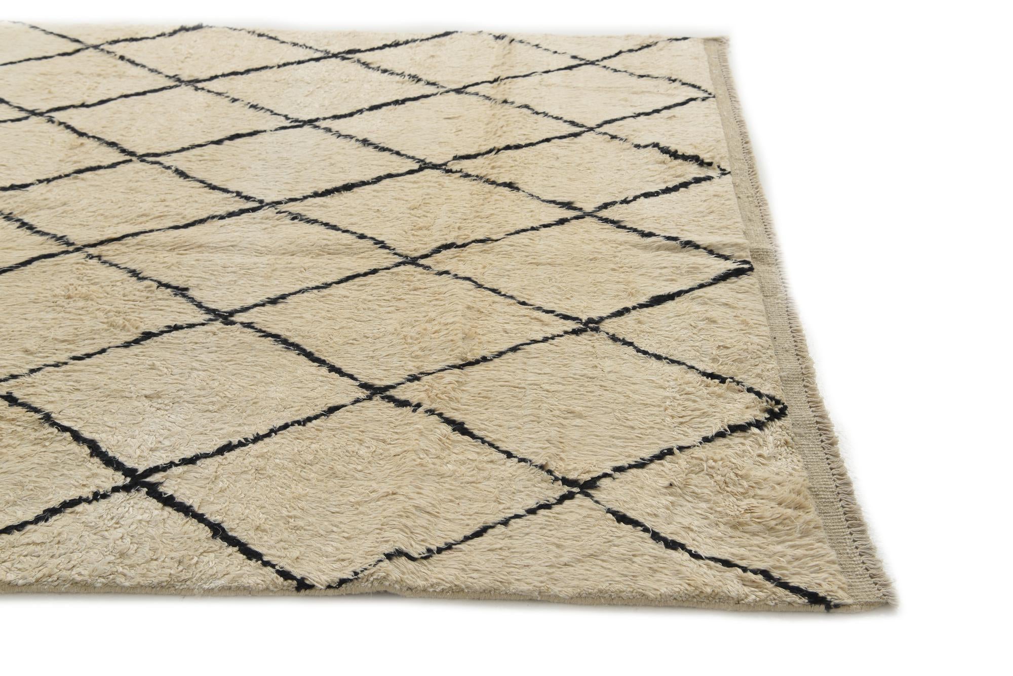 6' 1 x 9' 4 Hand Knotted Moroccan Wool Rug