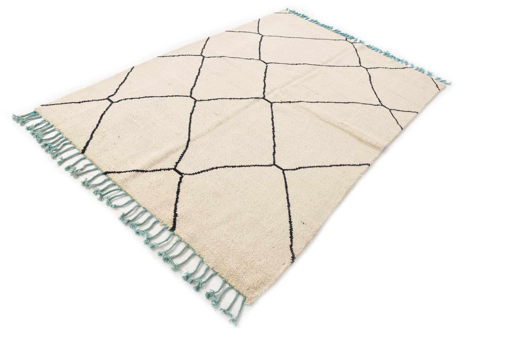 4' 10 x 7' 2 Hand Knotted Moroccan Wool Rug