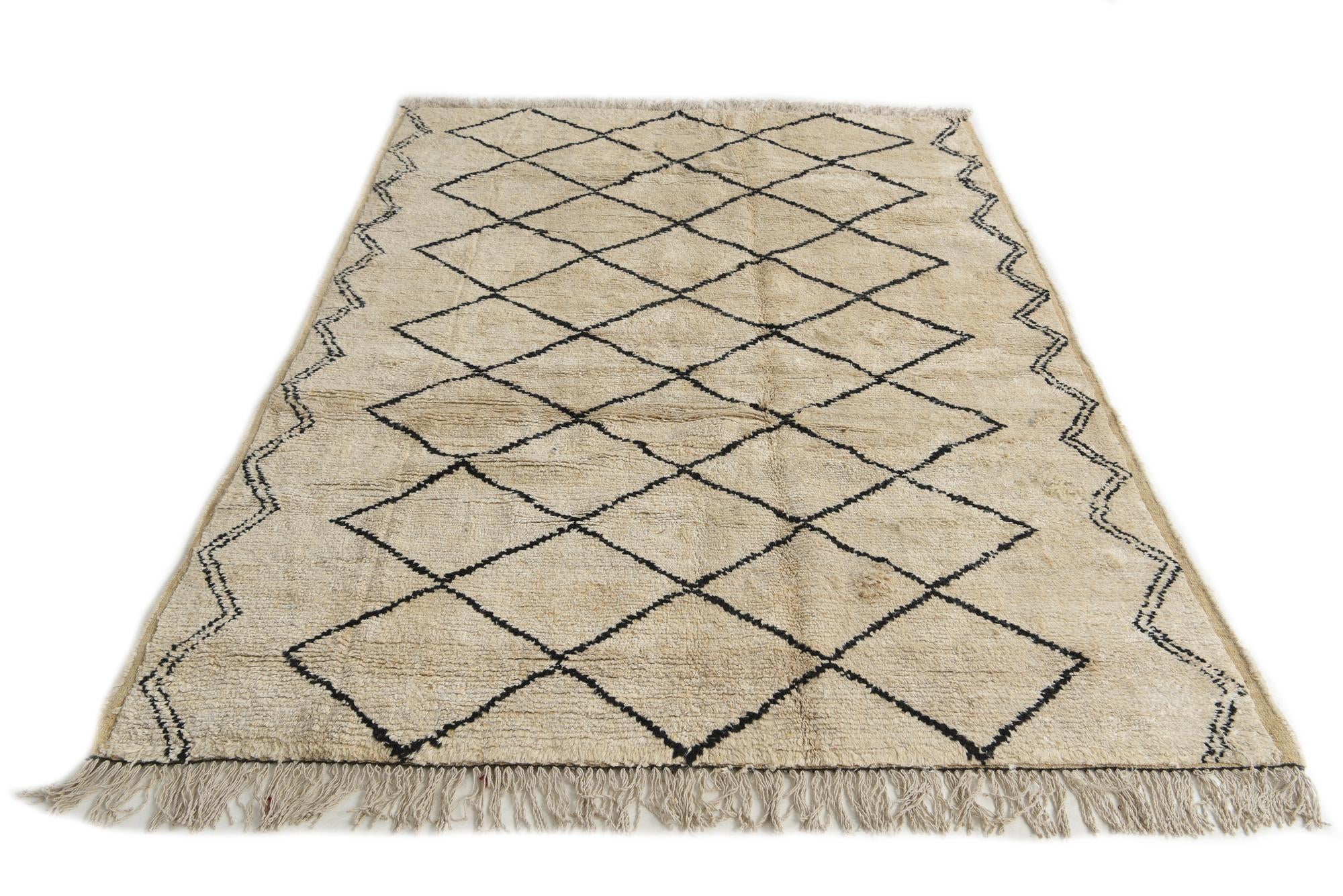 6' 1 x 8' 9 Hand Knotted Moroccan Wool Rug