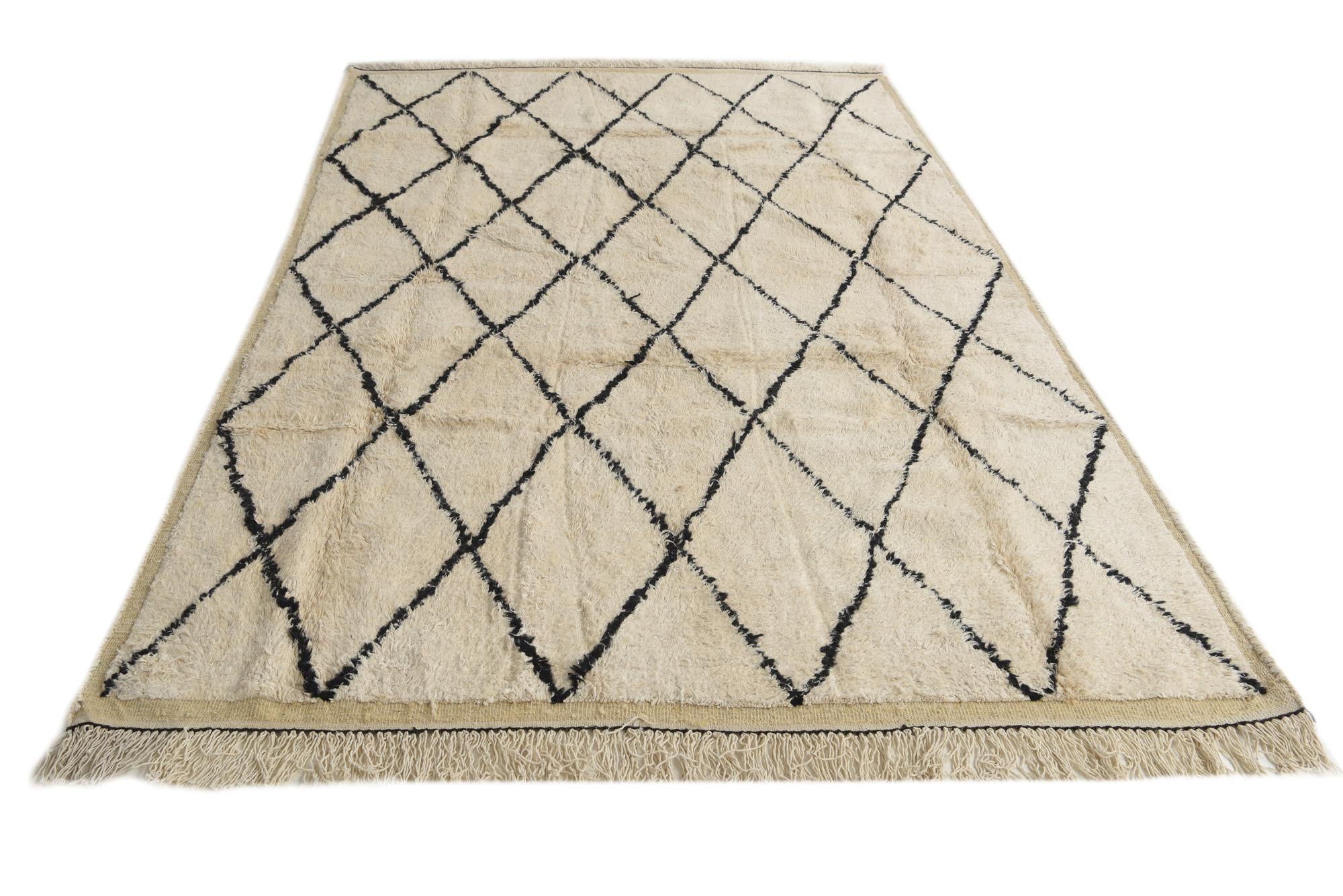 6' 2 x 10' Hand Knotted Moroccan Wool Rug