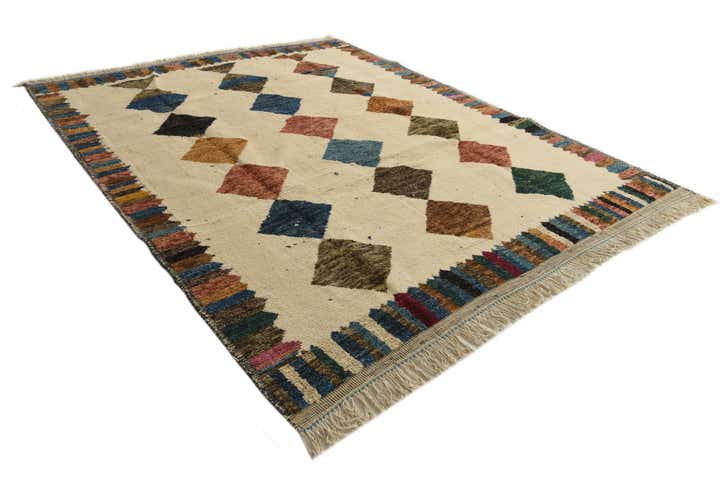 8' x 10' 2 Hand Knotted Moroccan Wool Rug
