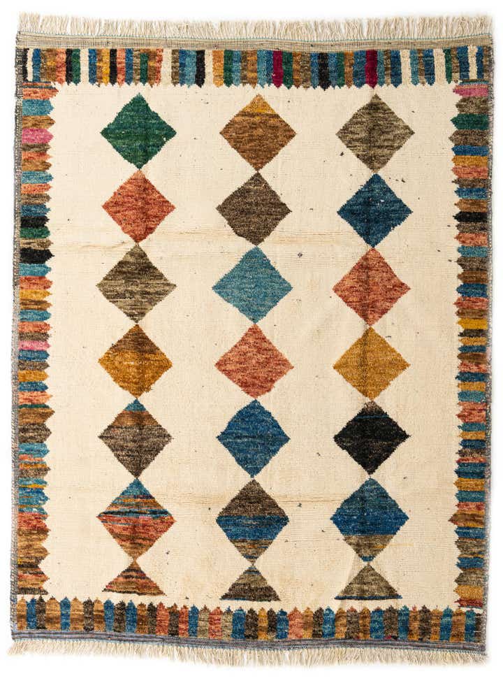 8' x 10' 2 Hand Knotted Moroccan Wool Rug