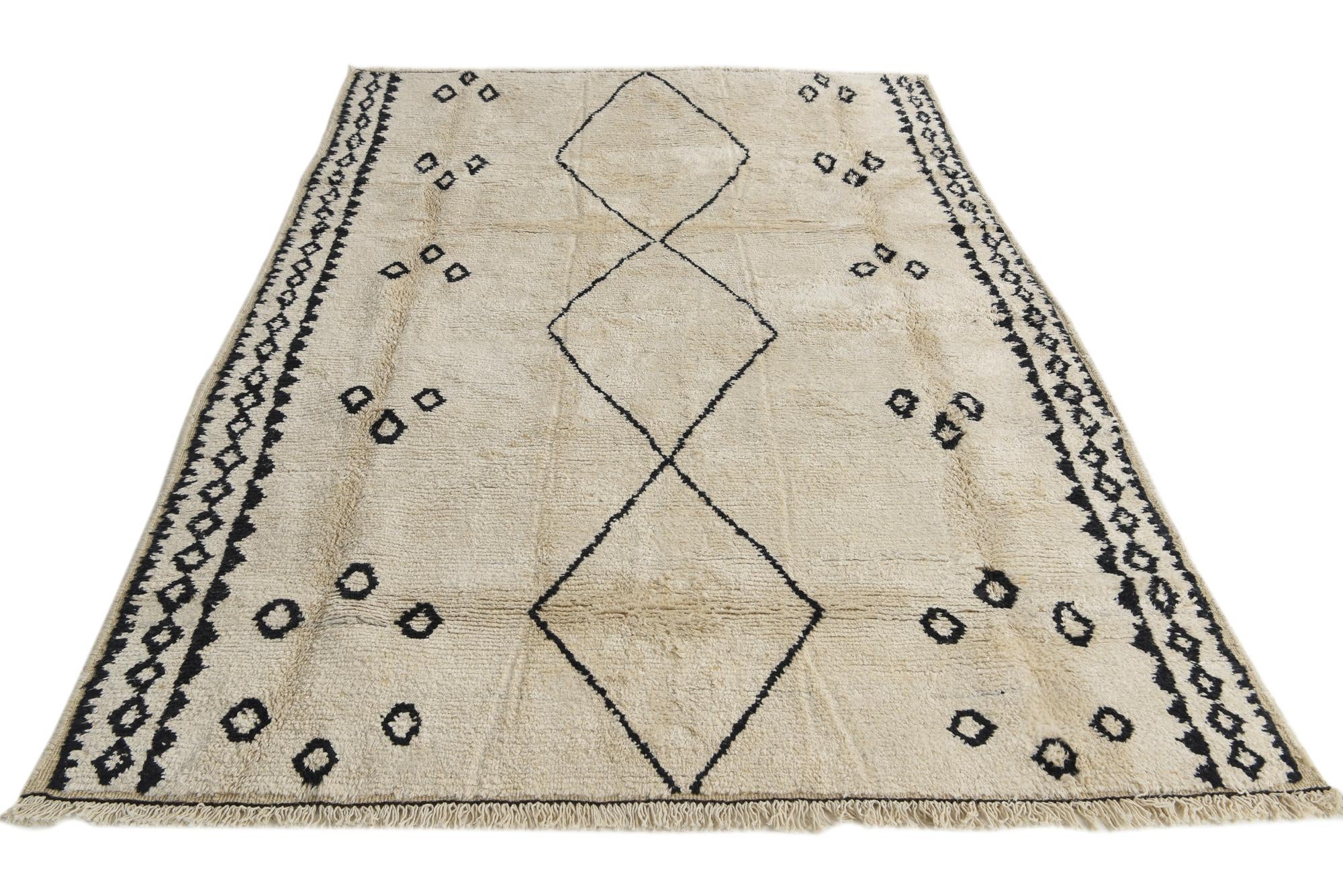6' 2 x 9' 3 Hand Knotted Moroccan Wool Rug