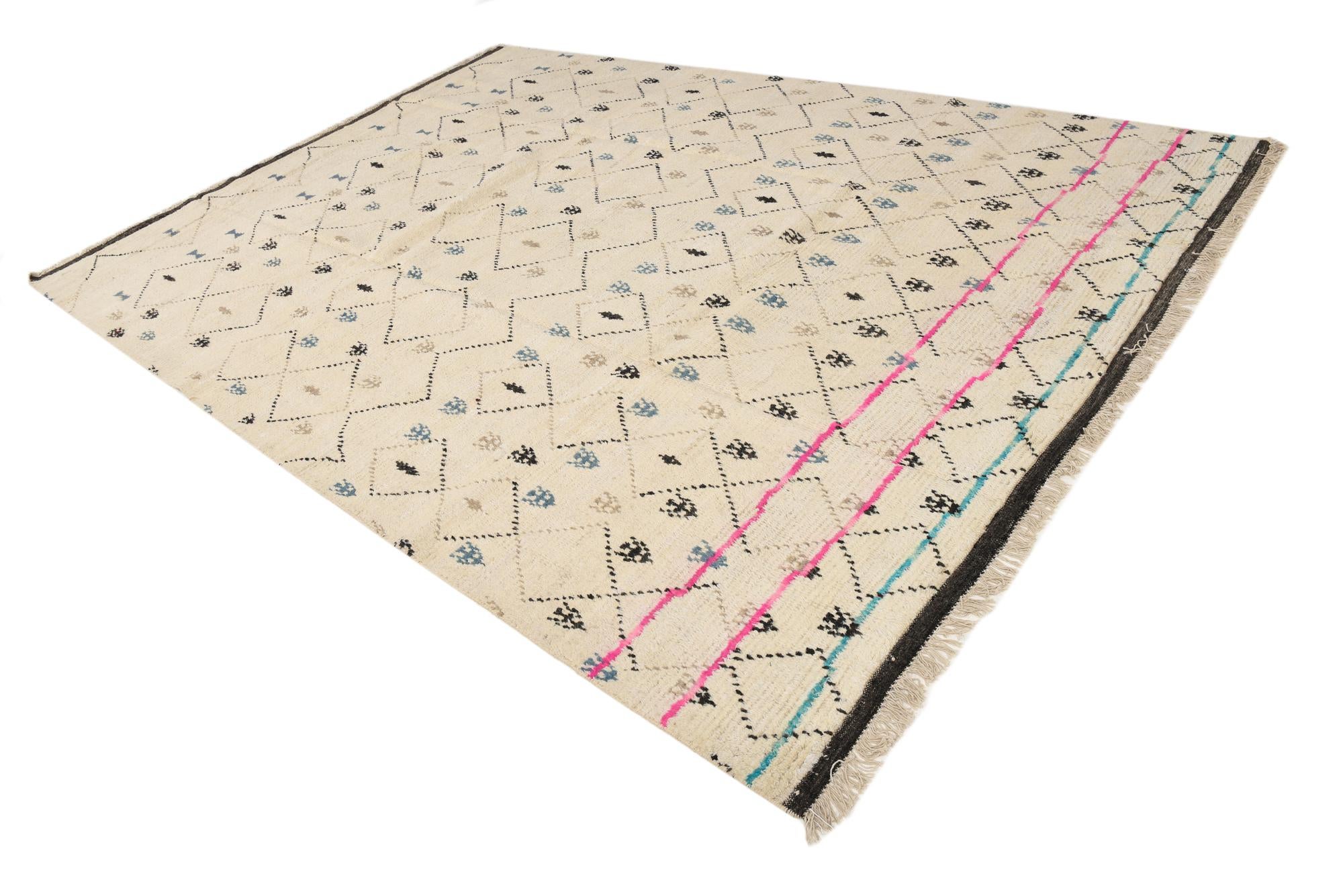 275cm x 395cm anudado a mano marroquí Alfombra Lana