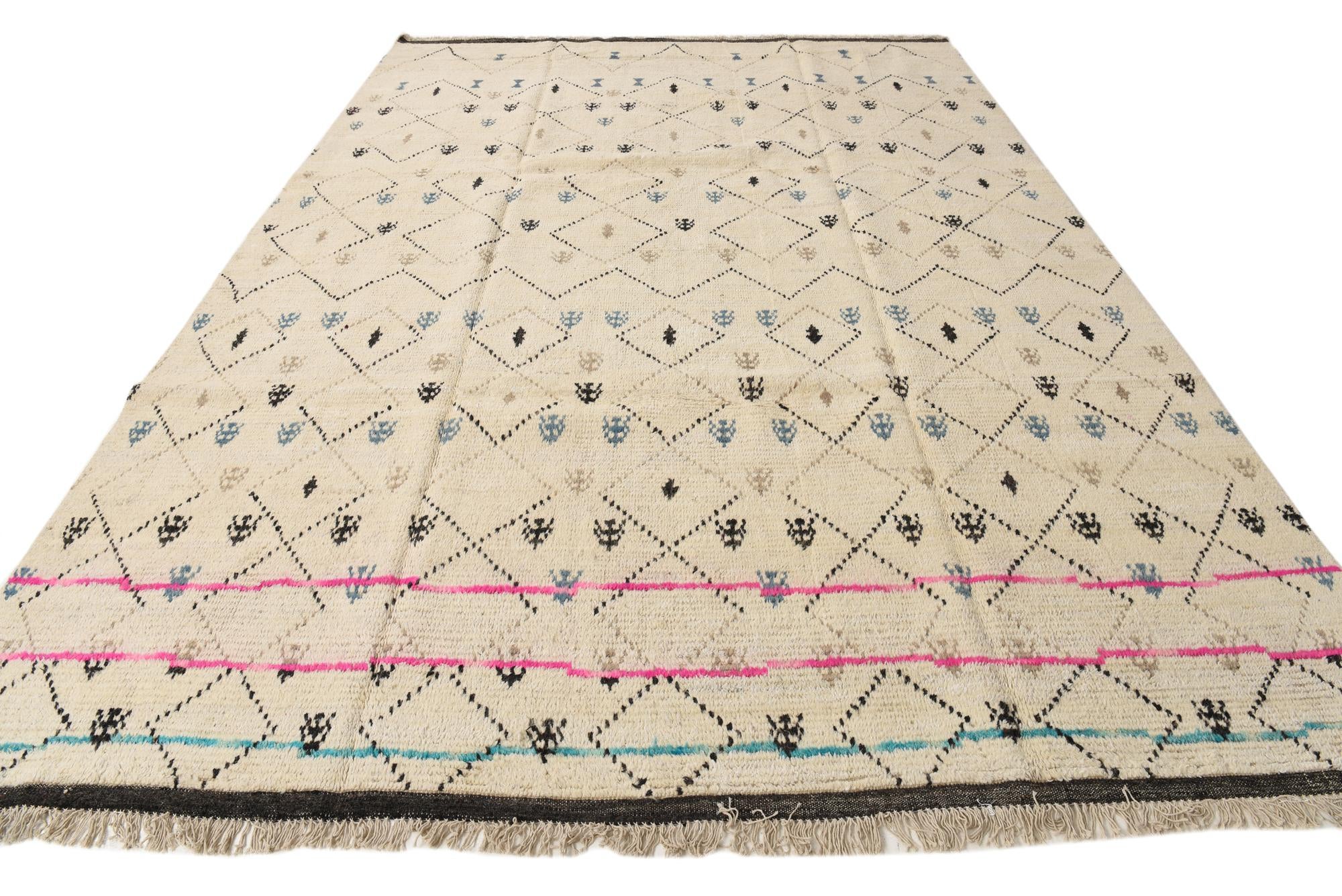 275cm x 395cm anudado a mano marroquí Alfombra Lana