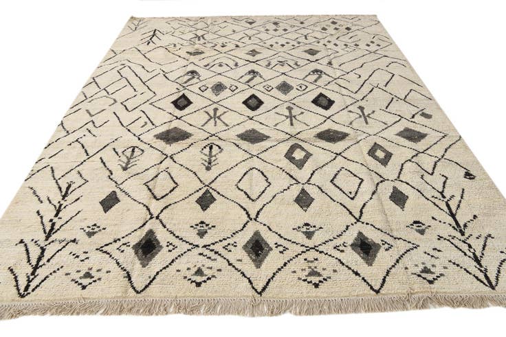Detail image of 8' 1 x 9' 11 Hand Knotted Moroccan Wool Rug