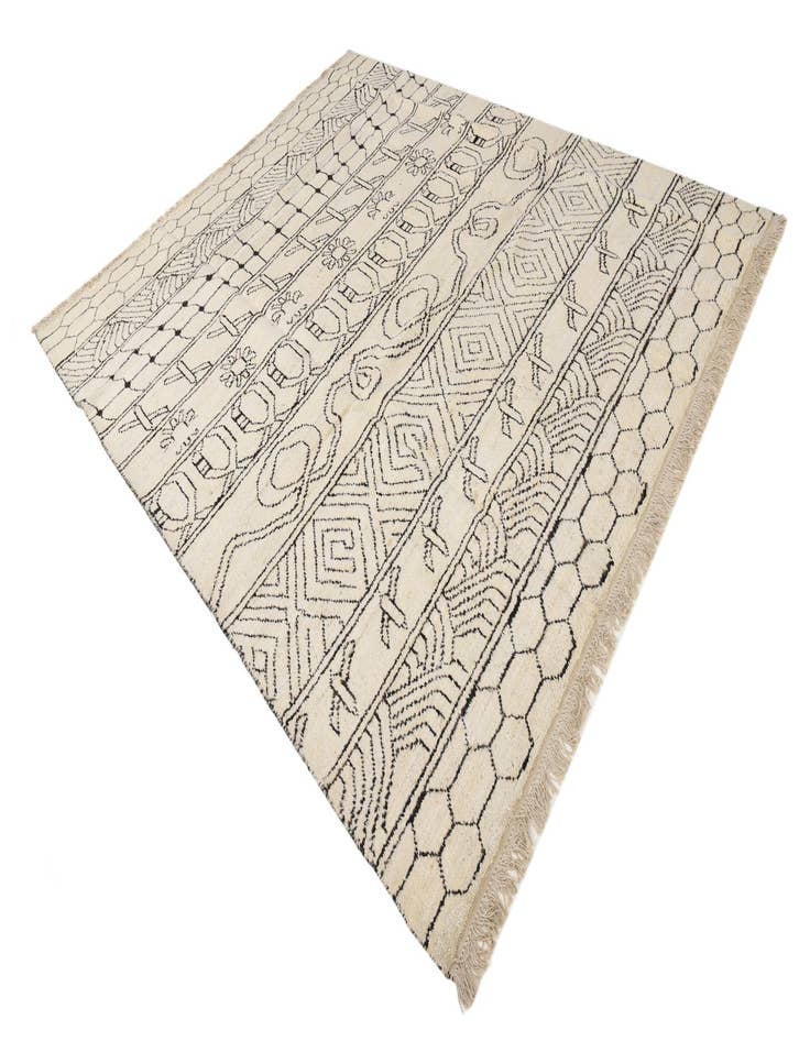 Detail image of 8' 2 x 10'  Hand Knotted Moroccan Wool Rug