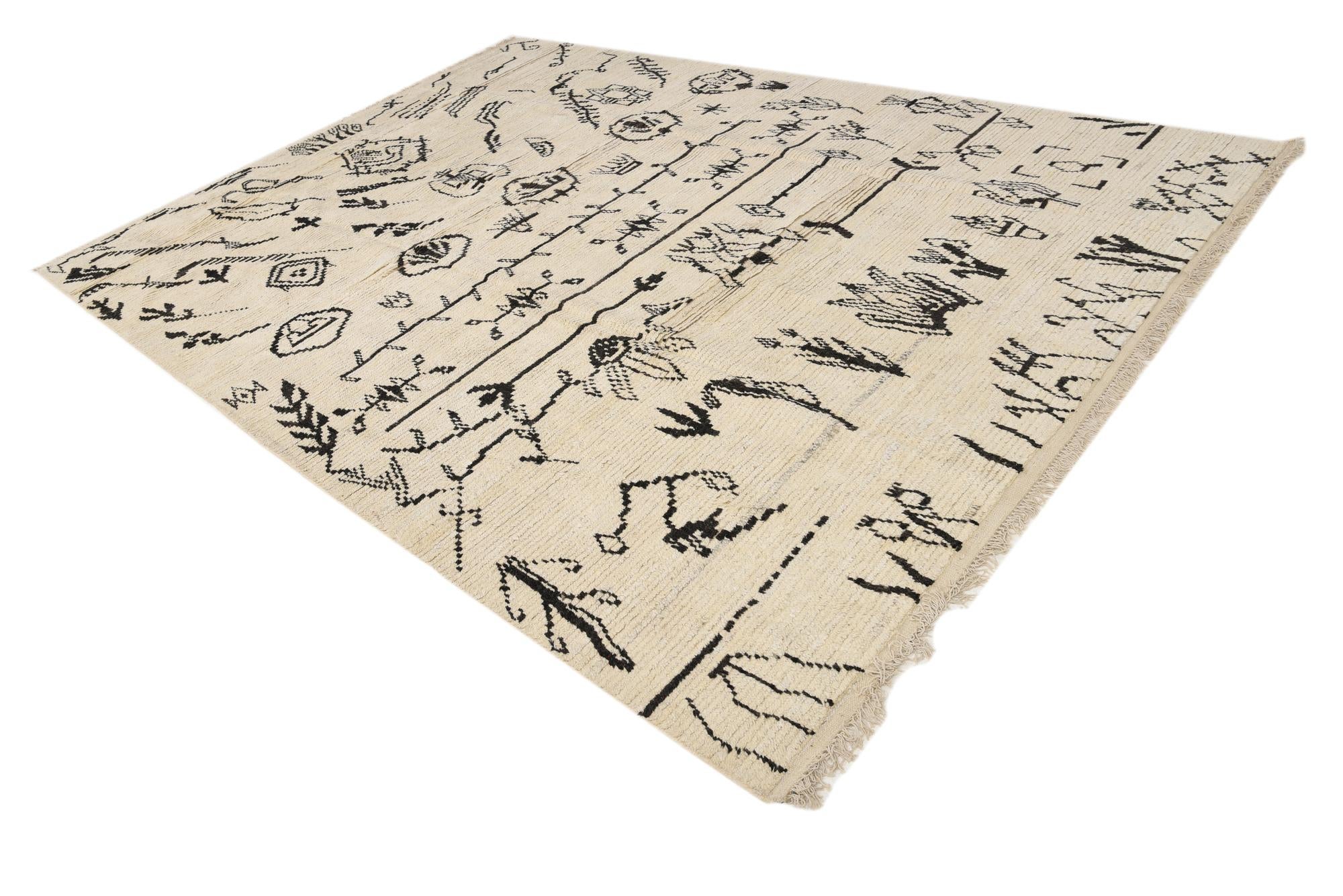 9' x 13' Hand Knotted Moroccan Wool Rug