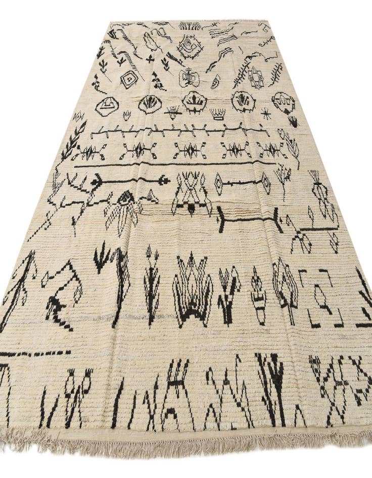 Detail image of 9' x 13'  Hand Knotted Moroccan Wool Rug