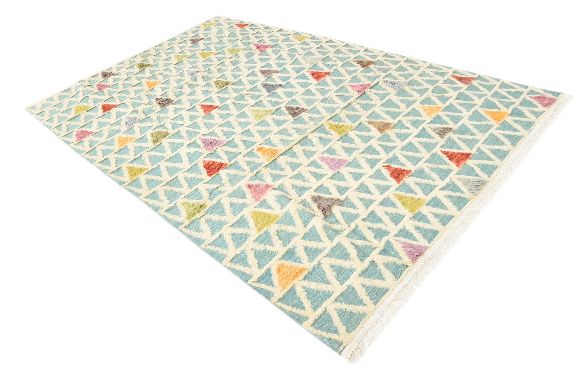 6' 7 x 10' 6 Hand Knotted Moroccan Wool Rug