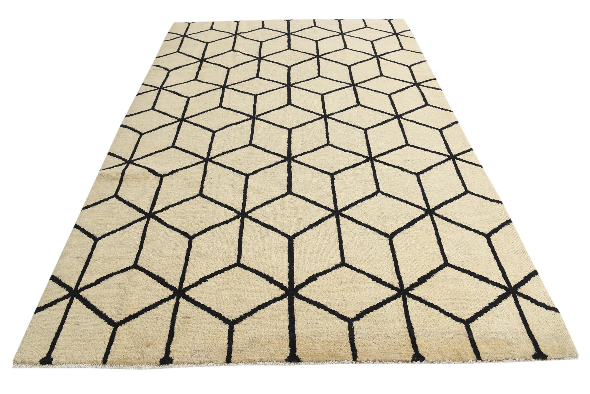 6' 2 x 10' 5 Hand Knotted Moroccan Wool Rug