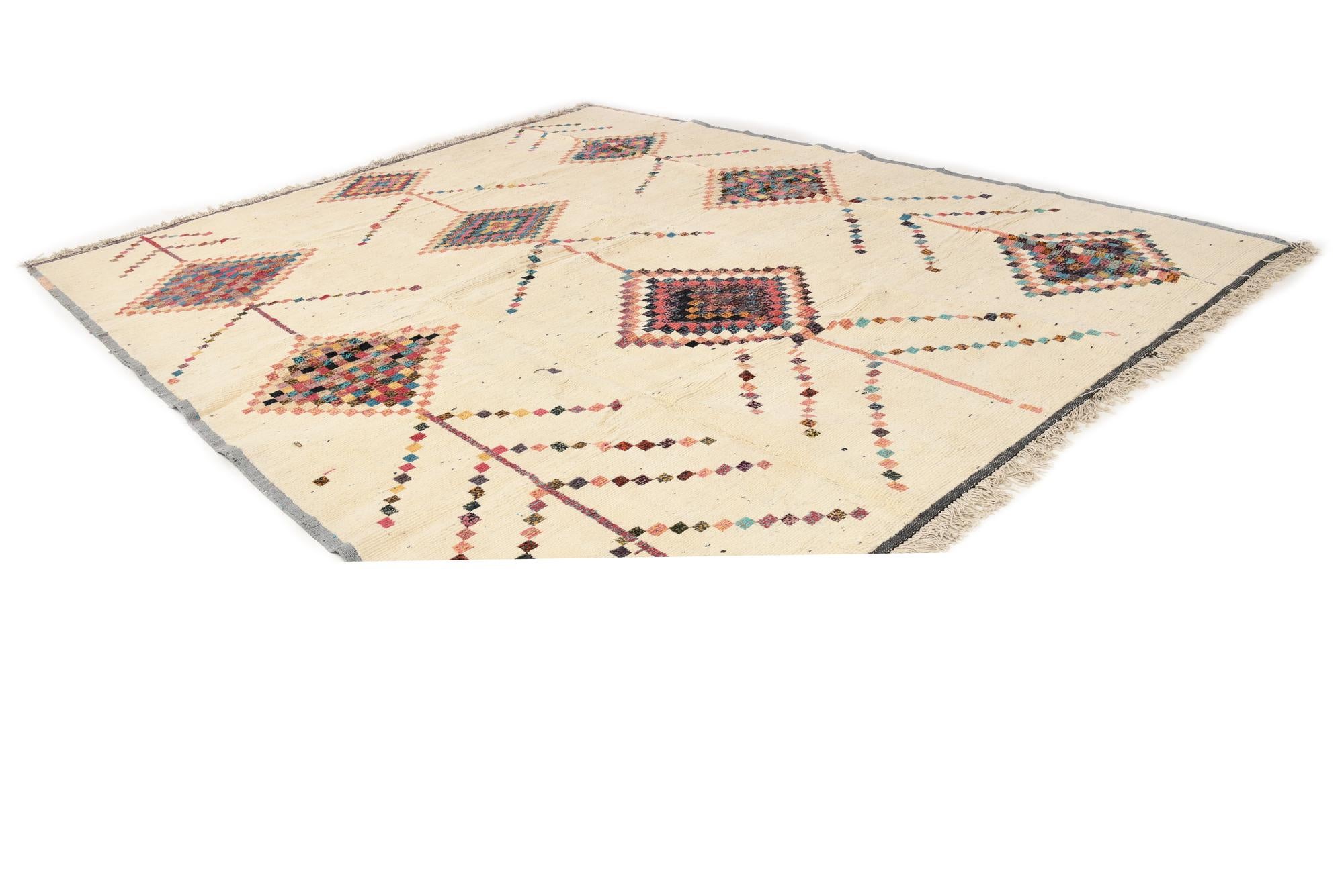 370cm x 455cm anudado a mano marroquí Alfombra Lana